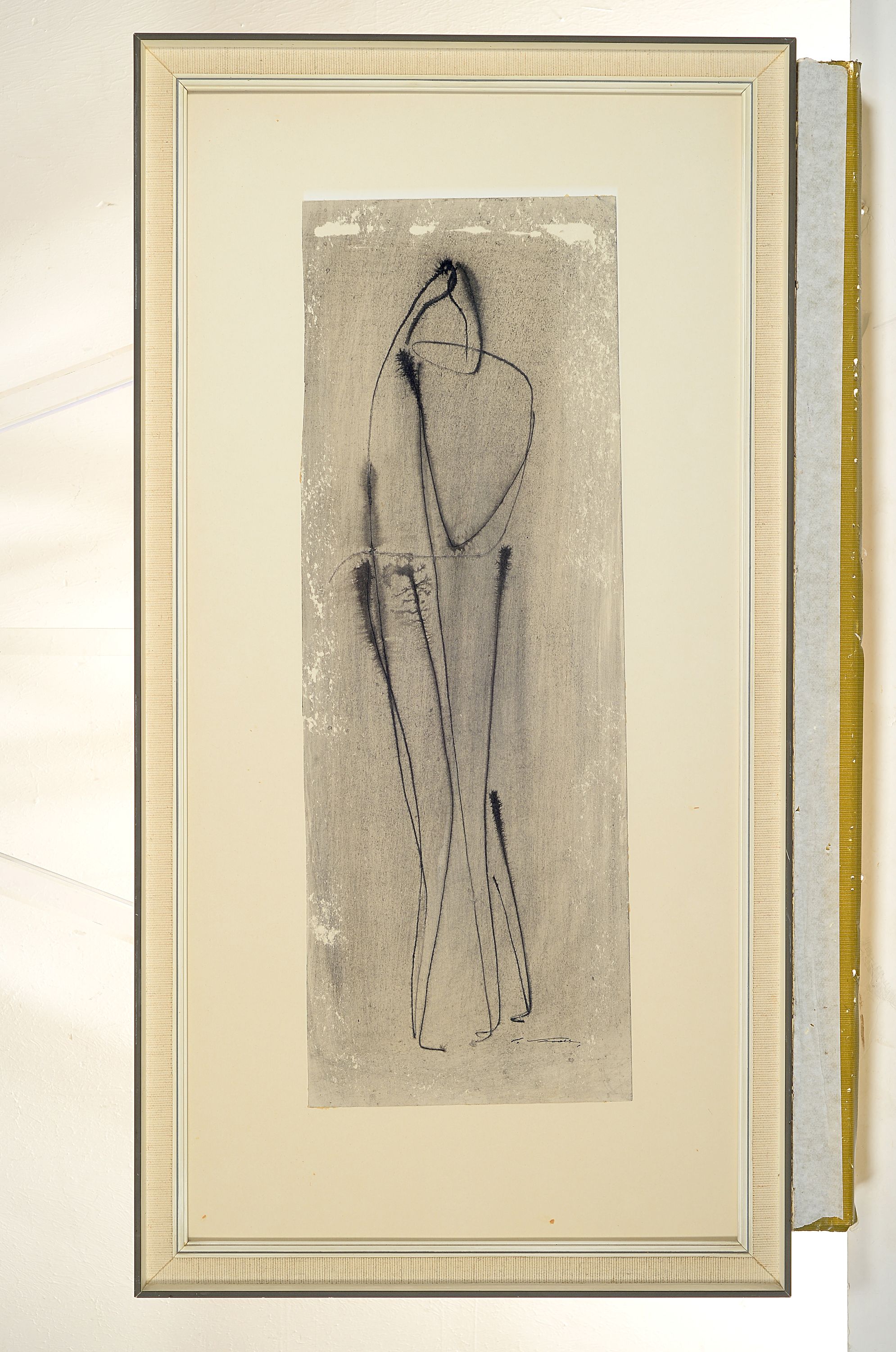 Detail k: Seff Weidl, 1915 Eger-1972 Inning, lavierte Tuschefederzeichnung, "stehendes Paar", rechtsunten signiert, 61x22 cm, unter Glas gerahmt ...
