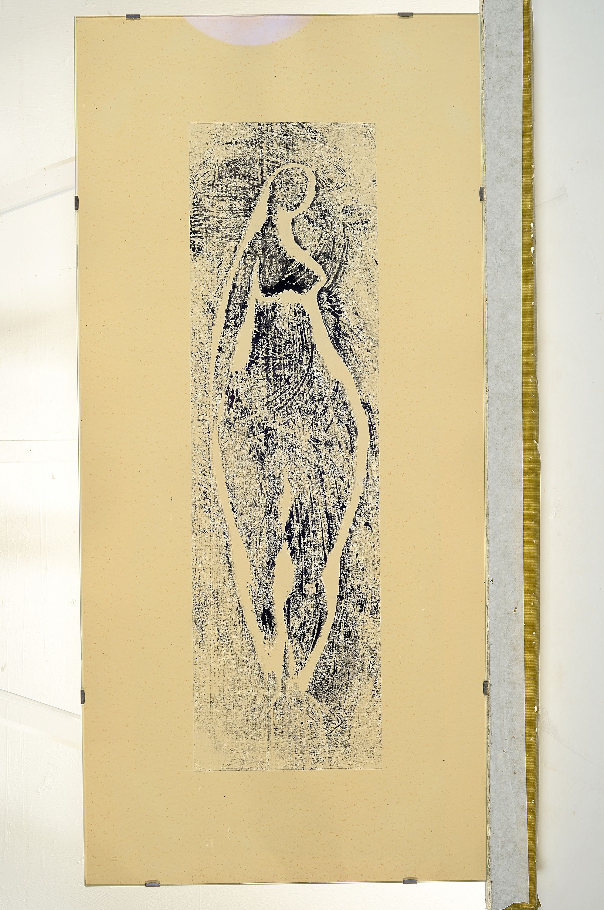 Detail k: Seff Weidl, 1915 Eger-1972 Inning, Holzschnitt, "stehende große Frau" , signiert und datiert 1950, unter Glas gerahmt 74x35 cm