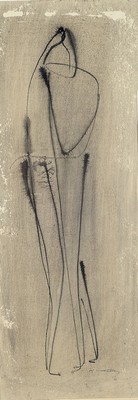 Image 26756588 - Seff Weidl, 1915 Eger-1972 Inning, washed ink drawing, "standing couple", signed lower right, 61x22 cm, framed under glass 84x44 cm