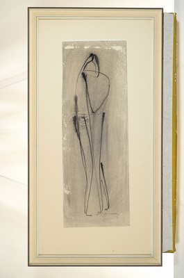 26756588k - Seff Weidl, 1915 Eger-1972 Inning, washed ink drawing, "standing couple", signed lower right, 61x22 cm, framed under glass 84x44 cm