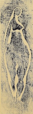 Image 26756590 - Seff Weidl, 1915 Eger-1972 Inning, woodcut, "standing tall woman", signed and dated 1950, framed under glass 74x35 cm