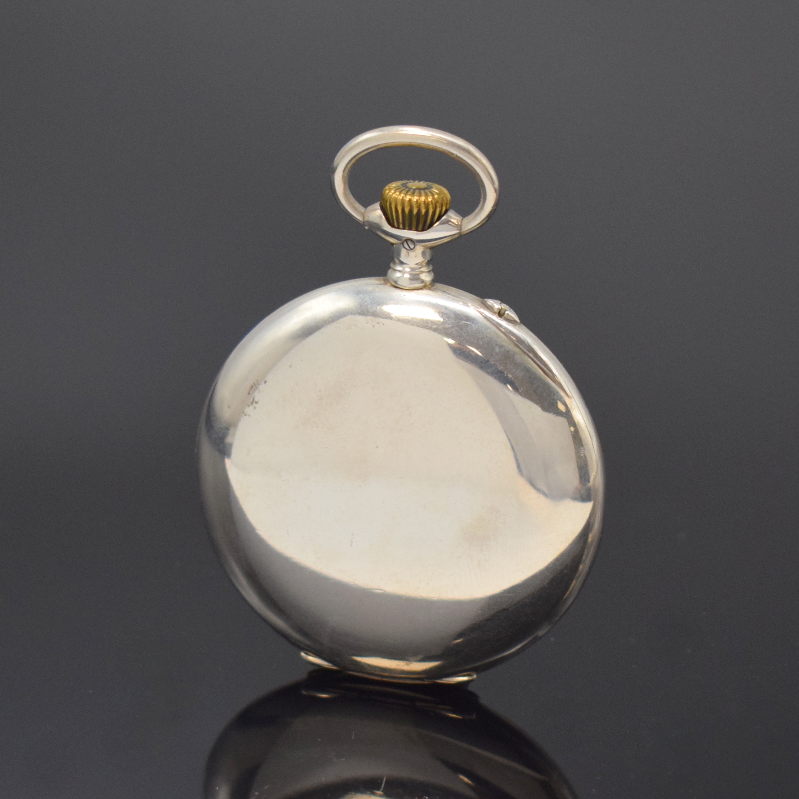 Detail a: IWC offene Herrentaschenuhr in Silber, Schweiz um 1917, glattes Geh., sign. 2-tlg. Emailzifferbl. riss., Breguetzahlen, gold. Breguetzeiger, verg. ...