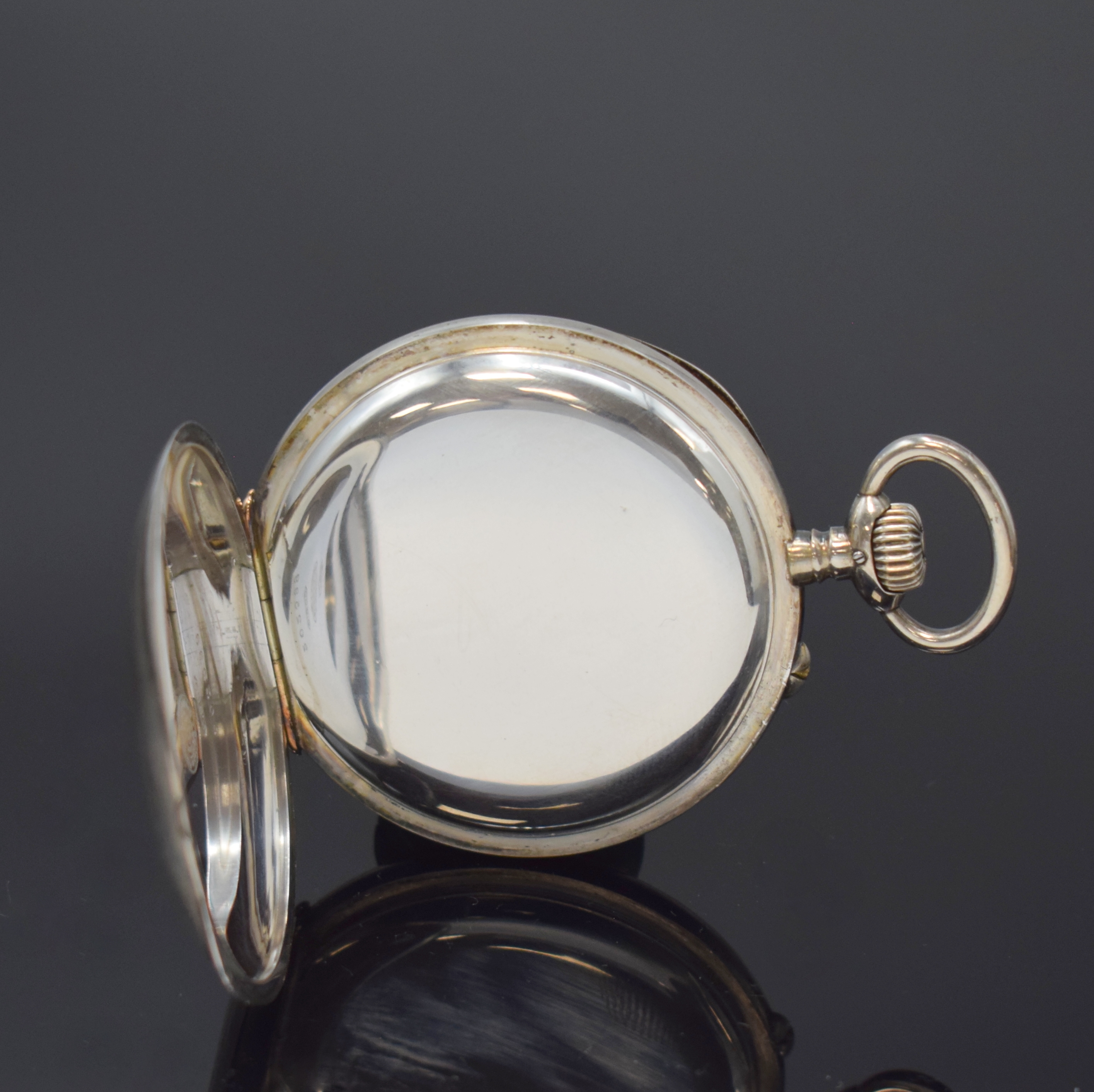 Detail c: DEUTSCHE PRÄZISIONS-UHRENFABRIK GLASHÜTTE E.G.M.B.H. offene Taschenuhr in Silber, Deutschland um 1920, glattes Lucia-Geh., Goldscharniere, ...