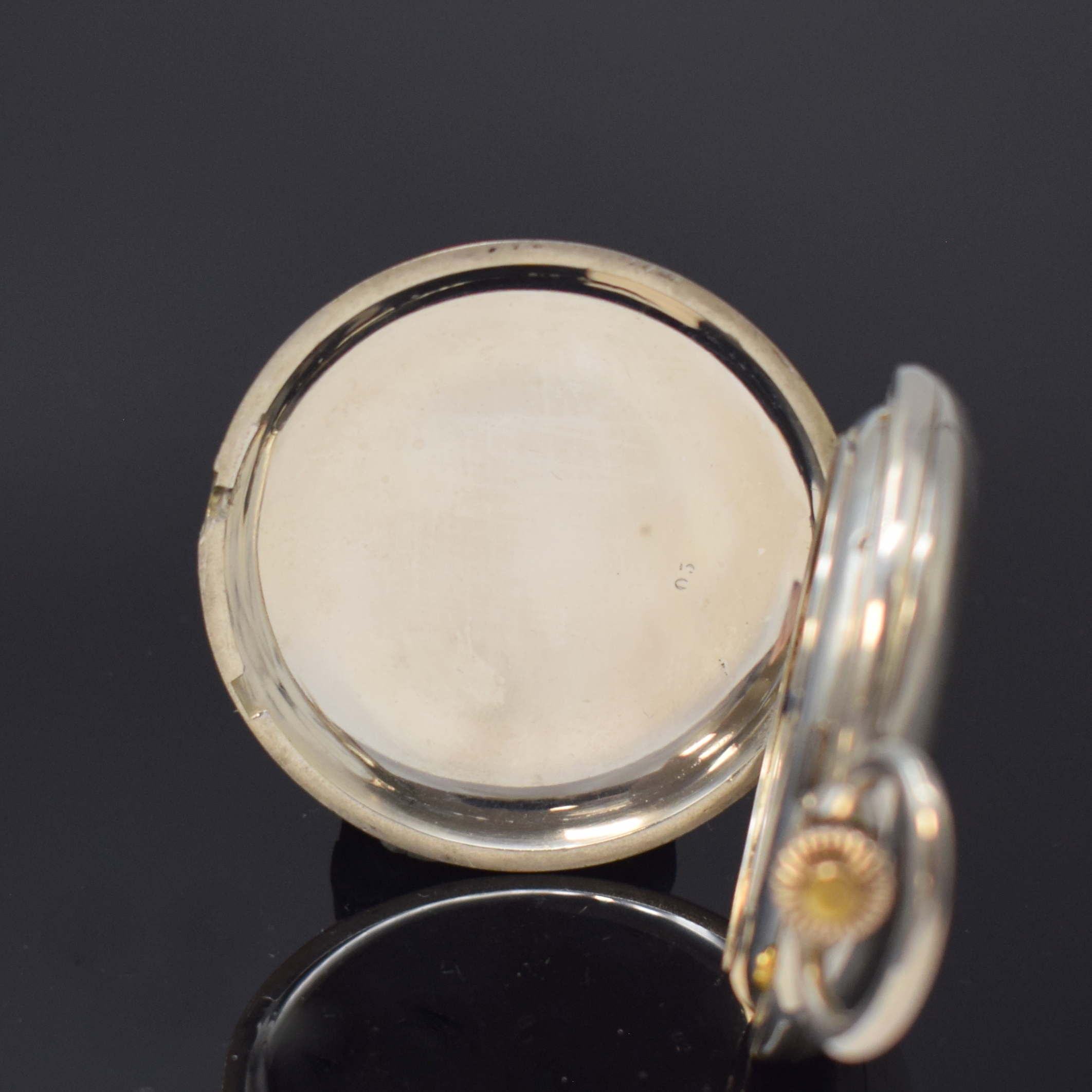 Detail a: A. LANGE & SÖHNE Glashütte B/Dresden Herrensavonette in Silber, Deutschland um 1890, glattes Lucia Geh., versetzte Goldscharniere, Emailzifferbl. ...