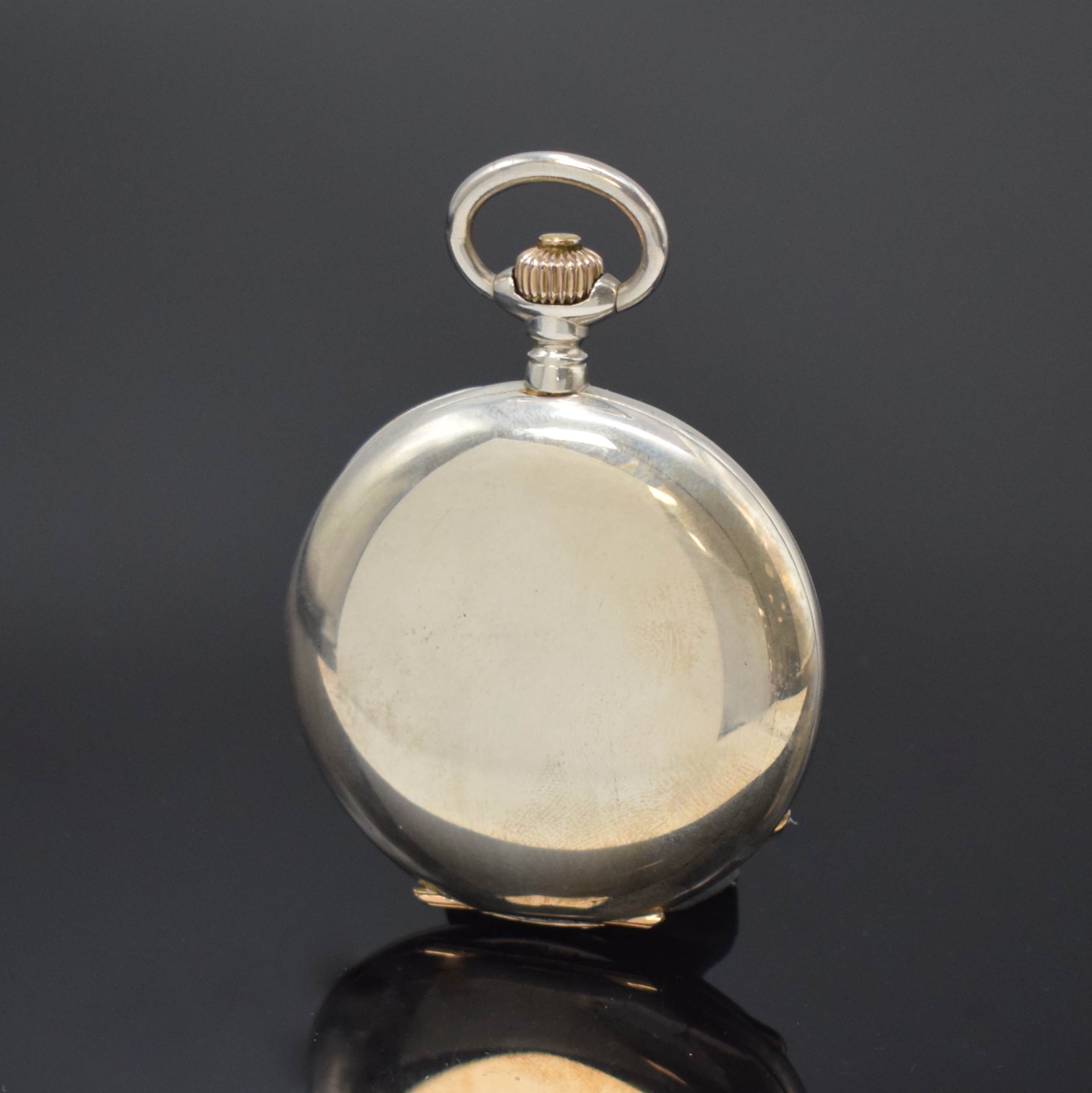 Detail b: A. LANGE & SÖHNE Glashütte B/Dresden Herrensavonette in Silber, Deutschland um 1890, glattes Lucia Geh., versetzte Goldscharniere, Emailzifferbl. ...