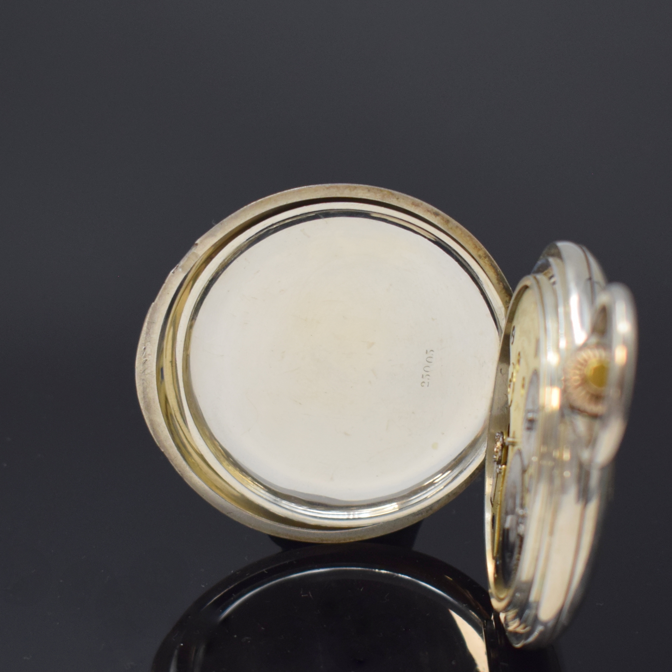 Detail f: A. LANGE & SÖHNE Glashütte B/Dresden Herrensavonette in Silber, Deutschland um 1890, glattes Lucia Geh., versetzte Goldscharniere, Emailzifferbl. ...