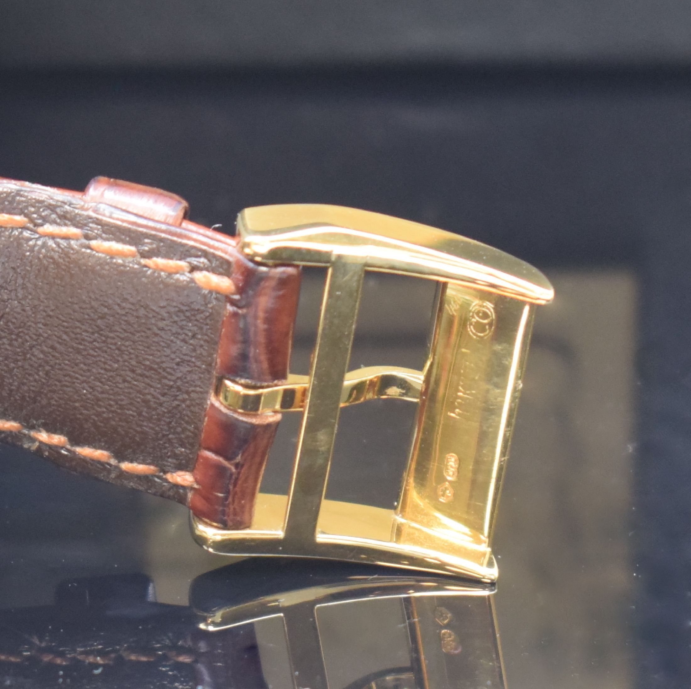 Detail c: A. LANGE & SÖHNE sehr seltene frühe Lange 1 Referenz 101.001 in GG 750/000, Handaufzug, noch massiver Goldboden 6-fach verschr., innenbez. R.101, ...