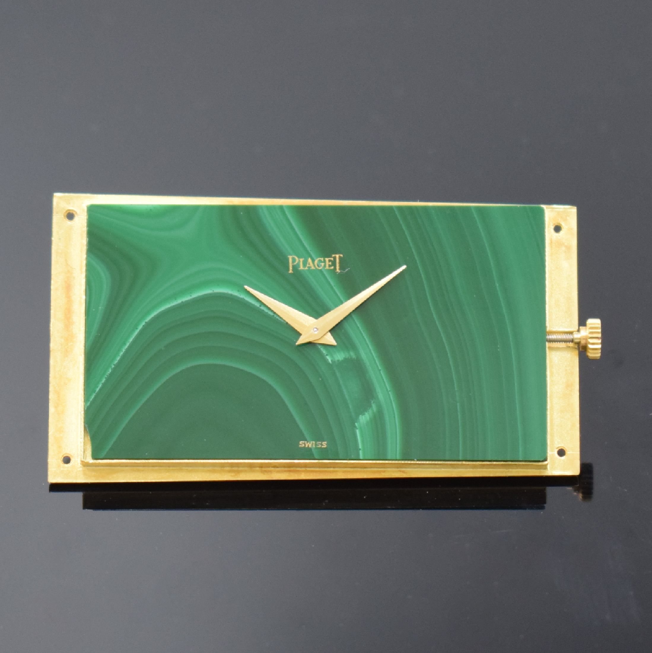 Detail e: PIAGET feine, seltene und extrem ausgefallene,Manschetten-förmige Armbanduhr in GG 750/000 mit Malachit-Zifferblatt Ref. 9060 D 78, Schweiz 1970er ...