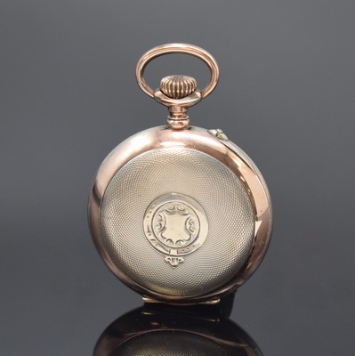 26756907a - HEBDOMAS 8 days pocket watch in silver, Switzerland around 1910, engine-turned case, 3/4-enamel dial, beneath visible balance, gold plated movement with rear site big barrel, screw balance with Breguet-hairspring, diameter approx. 50 mm, condition 2