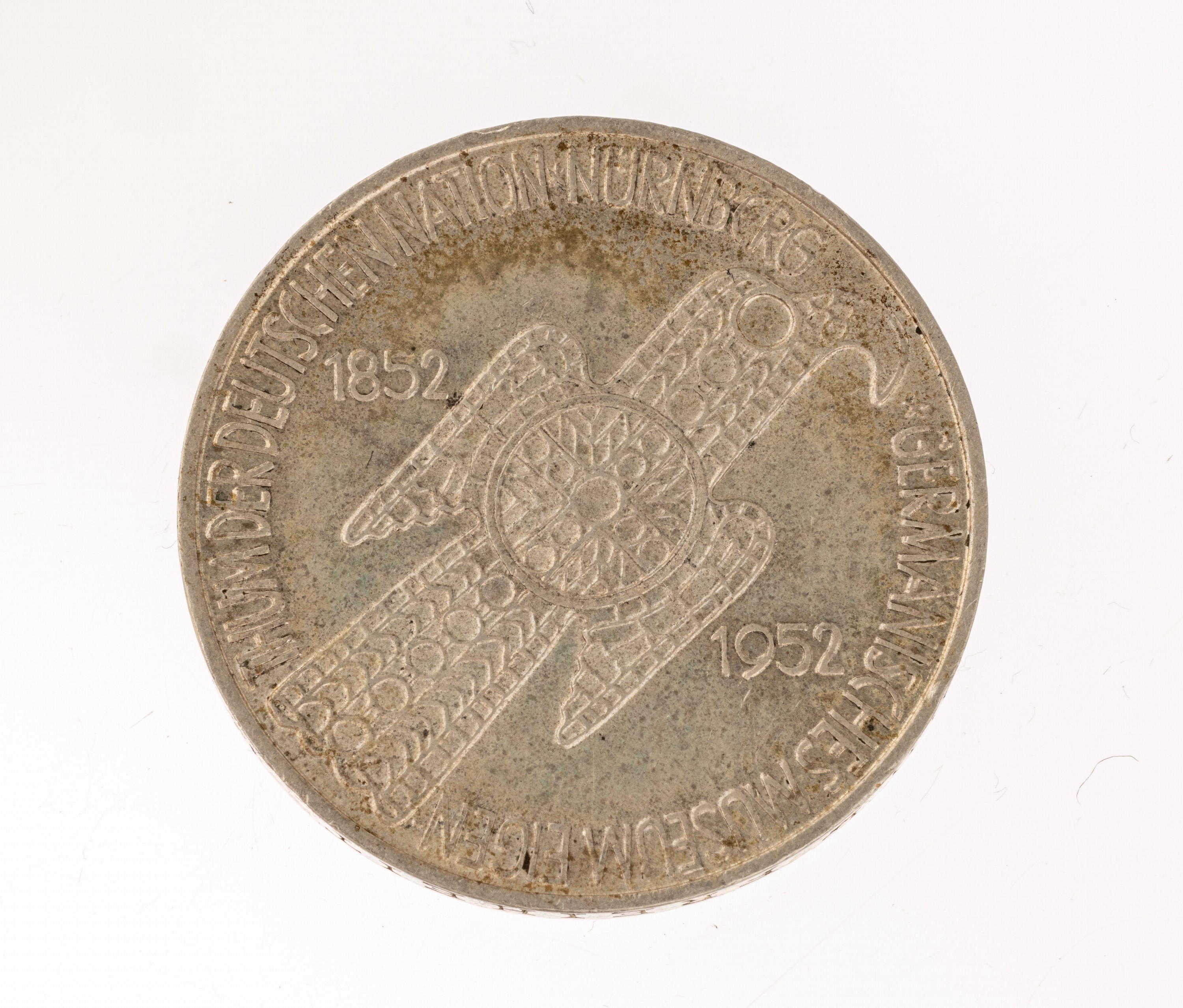 Silbermünze 5 Mark, Deutschland 1952, Germanisches Museum