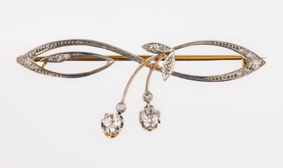 Image 26757635 - 18 kt gold Art Nouveau diamond-brooch