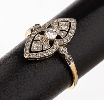 Image 26757636 - 14 kt Gold Art-Deco Diamant-Ring