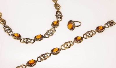 Image 26757640 - 3-piece citrine-jewelry set, 1930s