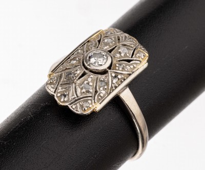 Image 26757775 - 14 kt gold Art-Deco diamond ring, approx. 1930s