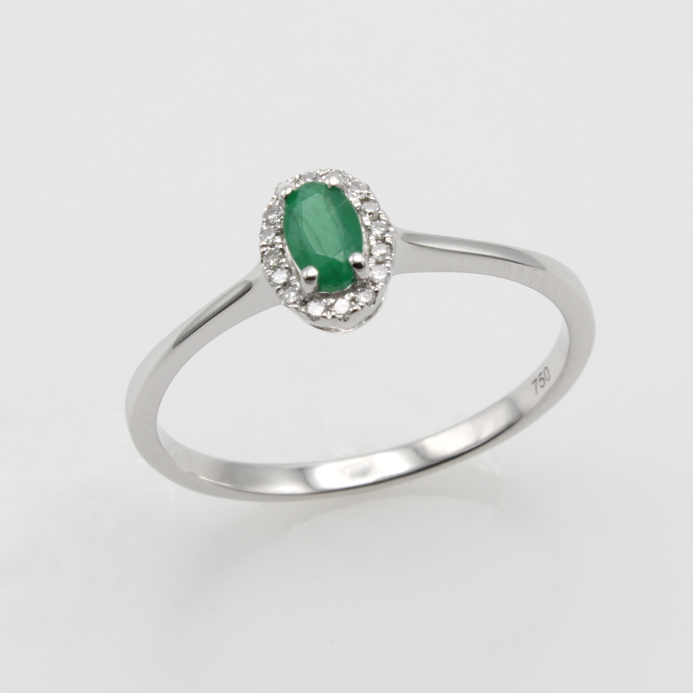 Image 26758624 - Ring mit Smaragd und Brillanten, WG 750/000, Smaragd ca. 0.21 ct u. Brill. zus. 0.05 ct ...