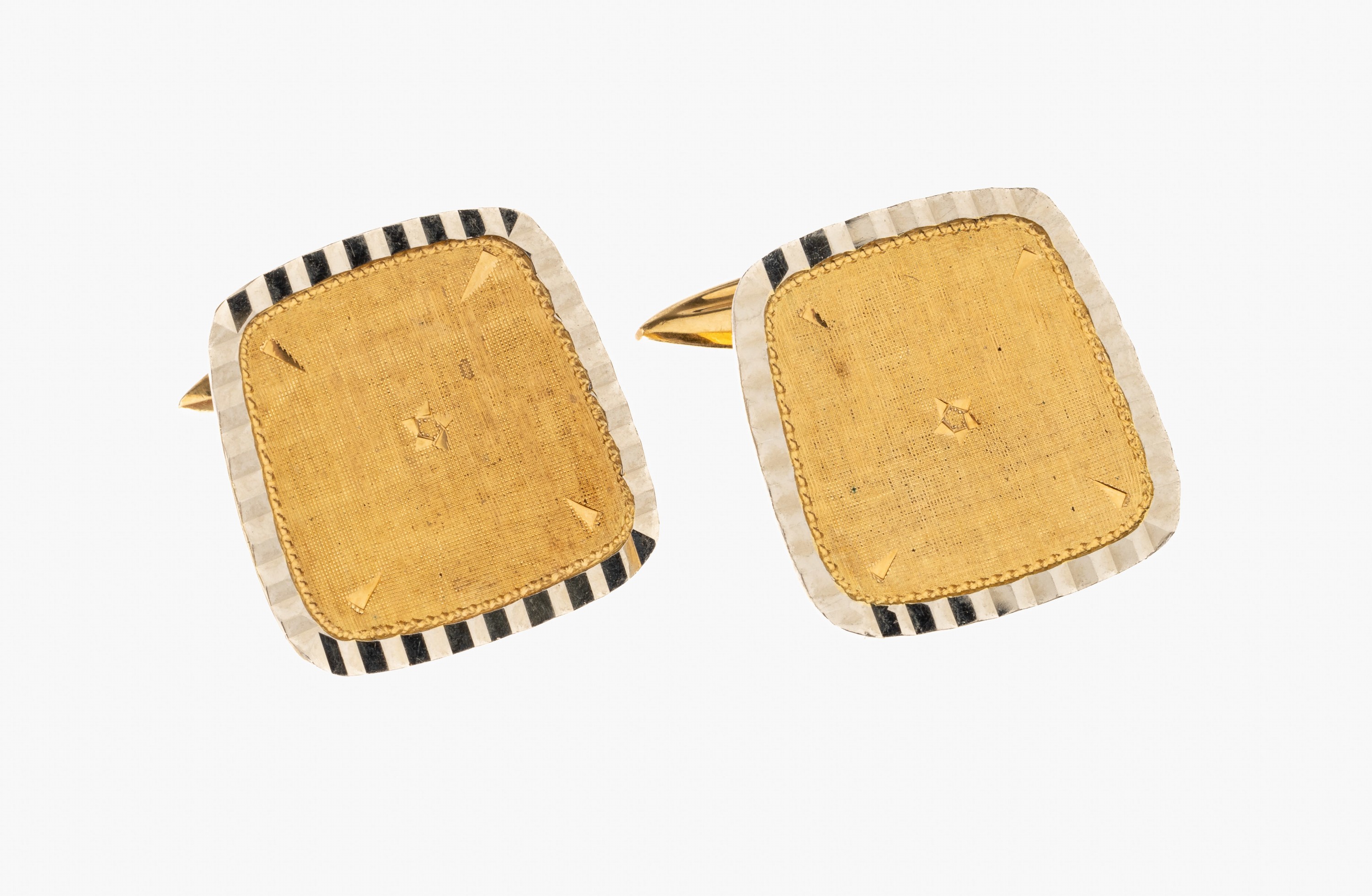 Paar 18 kt Gold Manschettenknöpfe, GG/WG 750/000, sat. und pol., ca. 9.2 g