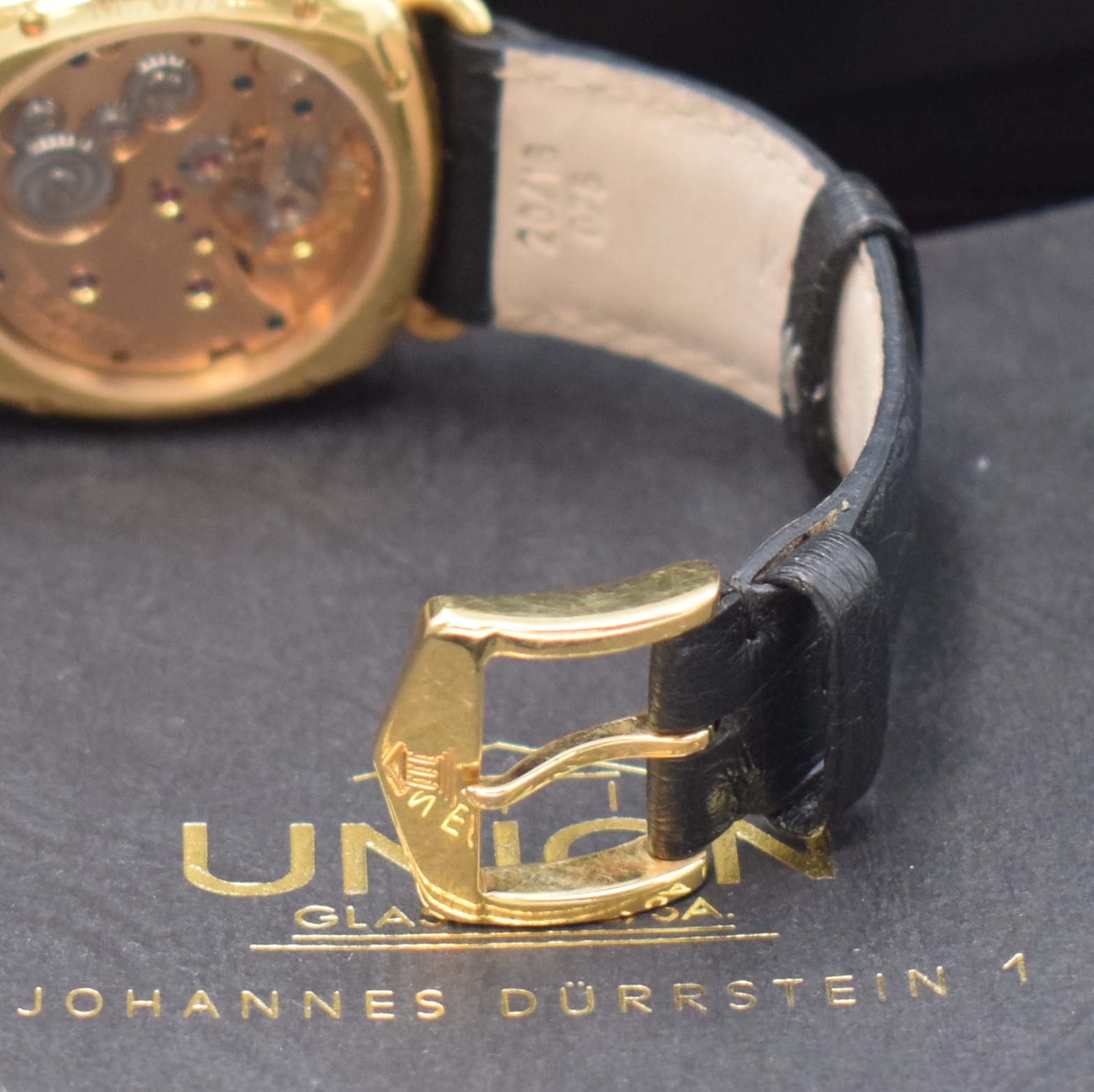 Detail b: UHRENFABRIKATION UNION GLASHÜTTE auf 50 Stück limitierte Herrenarmbanduhr Johannes Dürrstein in RoseG 750/000, Deutschland verk. lt. beil. ...
