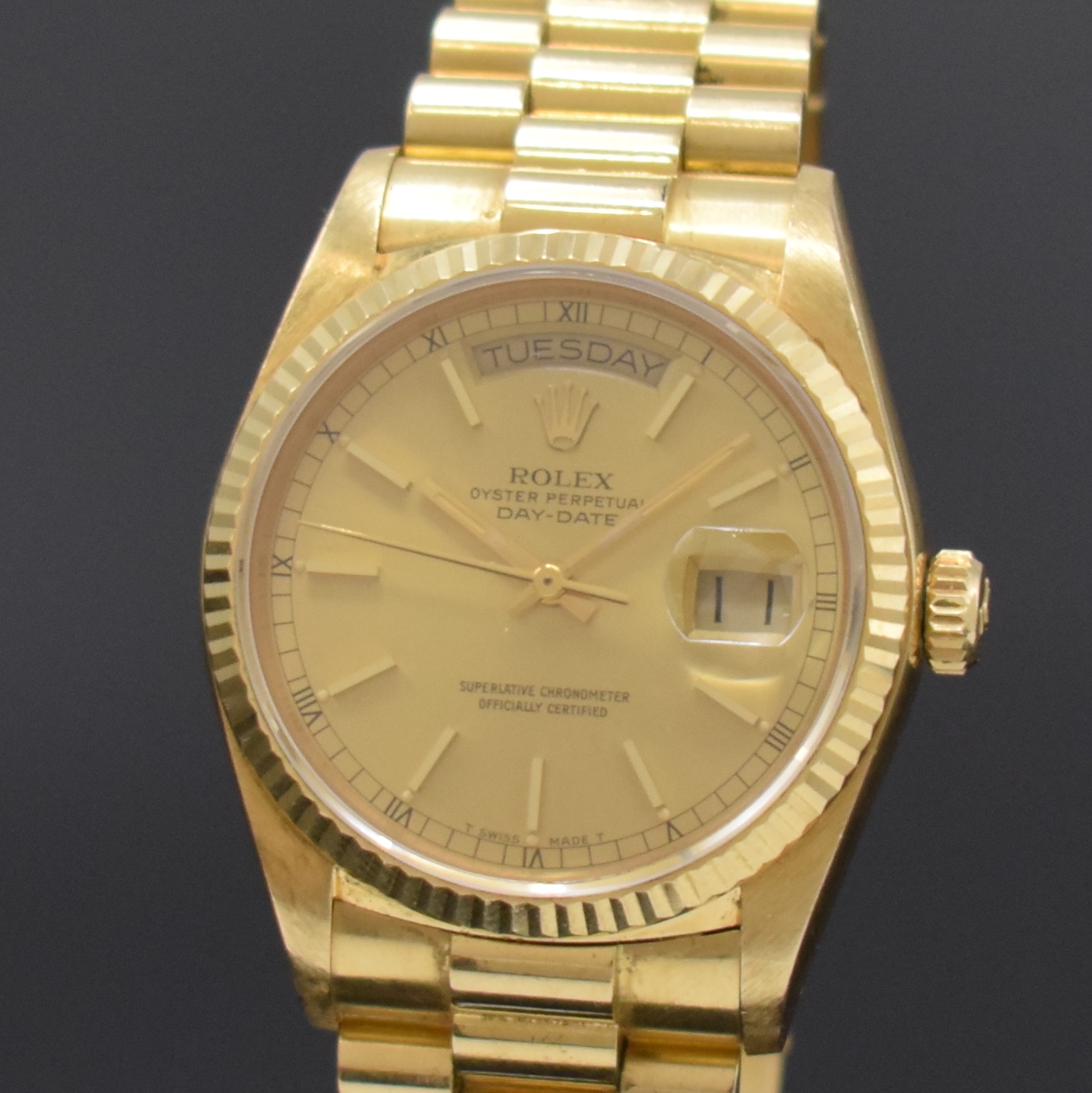 Detail a: ROLEX Armbanduhr Oyster Perpetual Day-Date in GG 750/000 Referenz 18038, Schweiz um 1980, Automatik, verschr. Oystergeh. inkl. Präsidentband m. ...