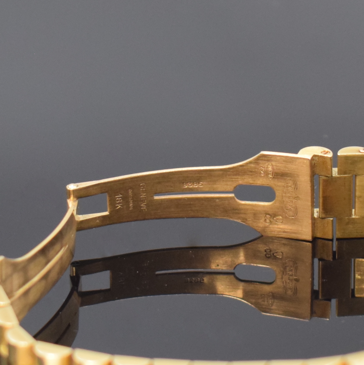 Detail c: ROLEX Armbanduhr Oyster Perpetual Day-Date in GG 750/000 Referenz 18038, Schweiz um 1980, Automatik, verschr. Oystergeh. inkl. Präsidentband m. ...