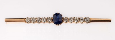 Image 26760760 - 14 kt Gold Saphir-Diamant-Brosche, um 1910