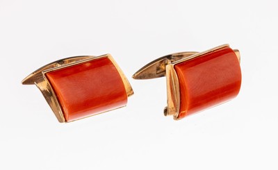 Image 26760765 - Pair of 18 kt gold coral-cufflinks