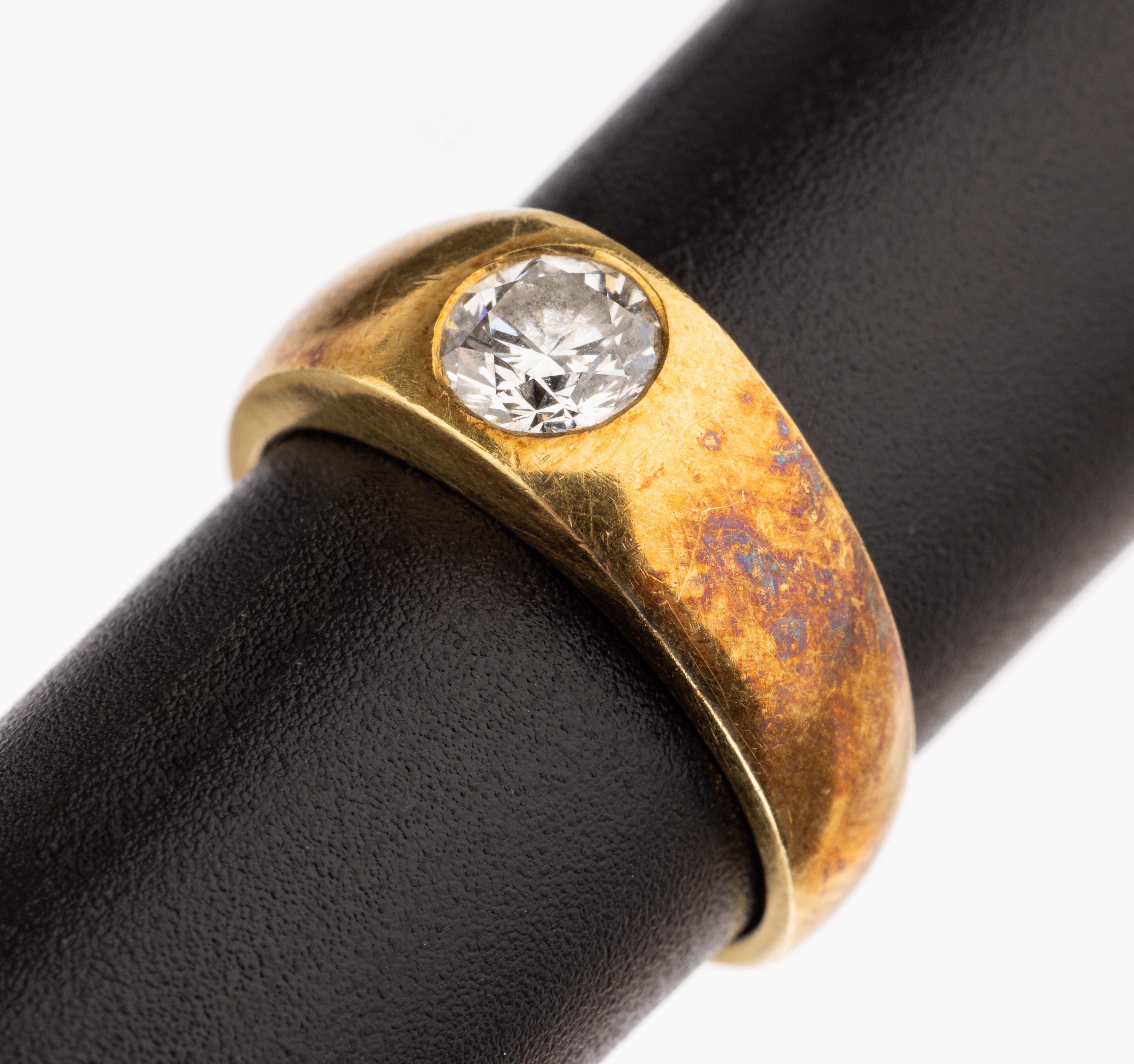 18 kt Gold Brillant Ring, GG 750/000, Brillant ca. 0.40 ct feines Weiß/si, ca. 6.4 g, RW 49