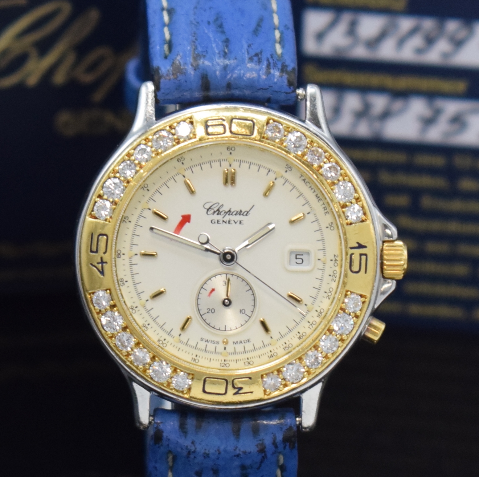 Detail a: CHOPARD Mille Miglia Damenarmbanduhr mit Chronograph in Stahl/Gold Referenz 8163 und 13/8199, Schweiz verk. lt. beil. Garantie 09/2023, quarz, neutr. ...