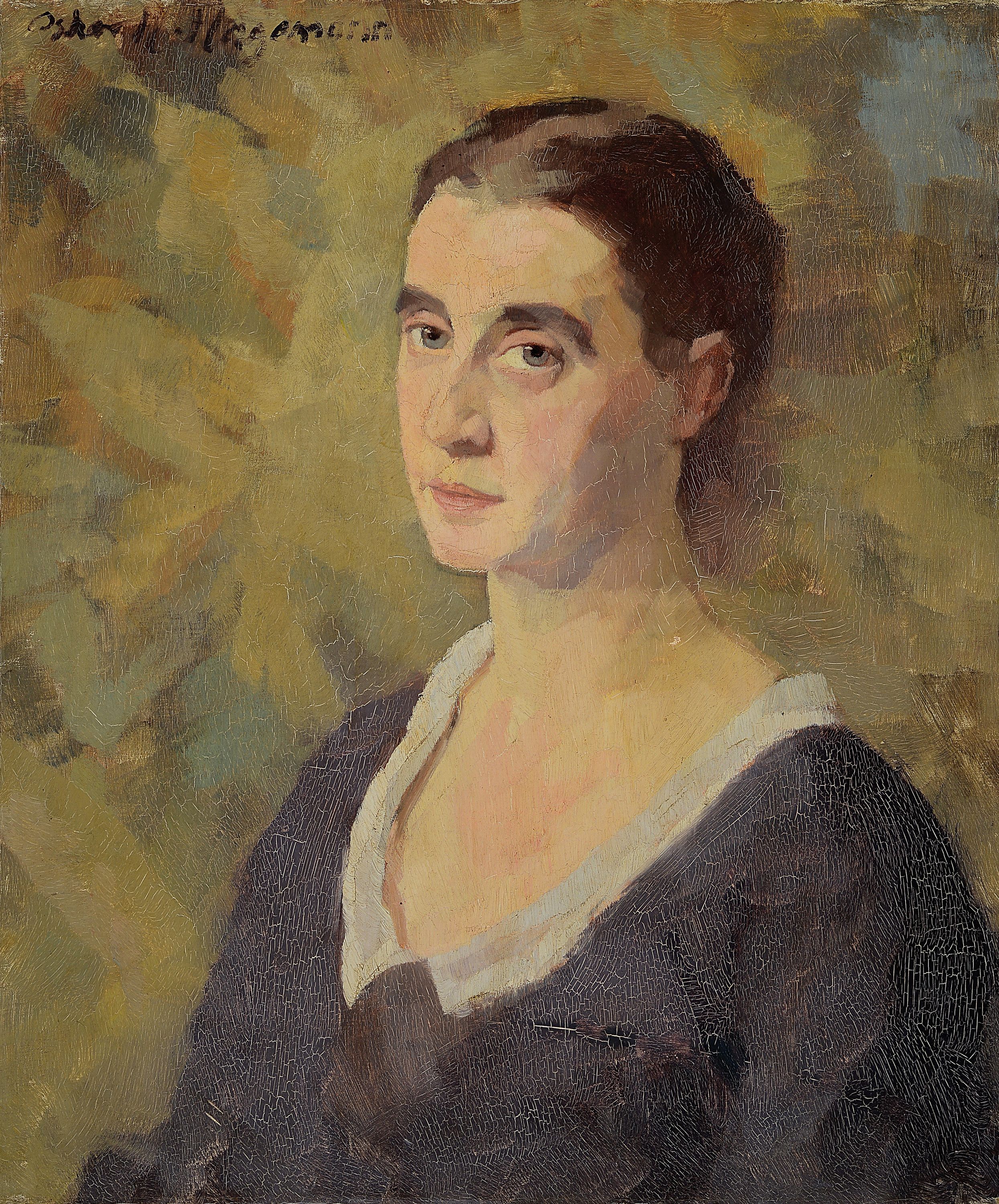 Oskar H. Hagemann, 1888 Pilsen-1985 Karlsruhe, Damenporträt im Dreiviertelprofil, links oben signiert, Öl/Lwd, ungerahmt, 59x49 cm, winziges ...
