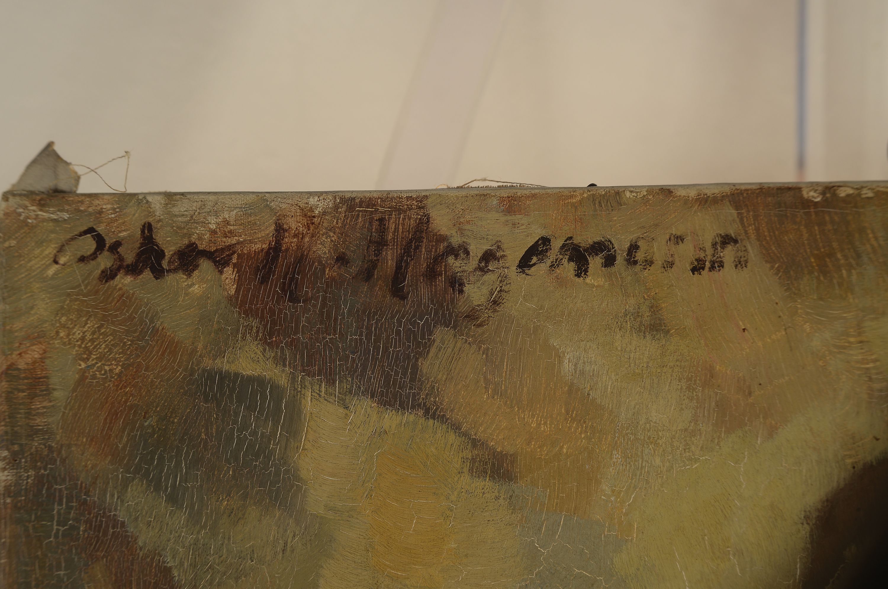 Detail l: Oskar H. Hagemann, 1888 Pilsen-1985 Karlsruhe, Damenporträt im Dreiviertelprofil, links oben signiert, Öl/Lwd, ungerahmt, 59x49 cm, winziges ...