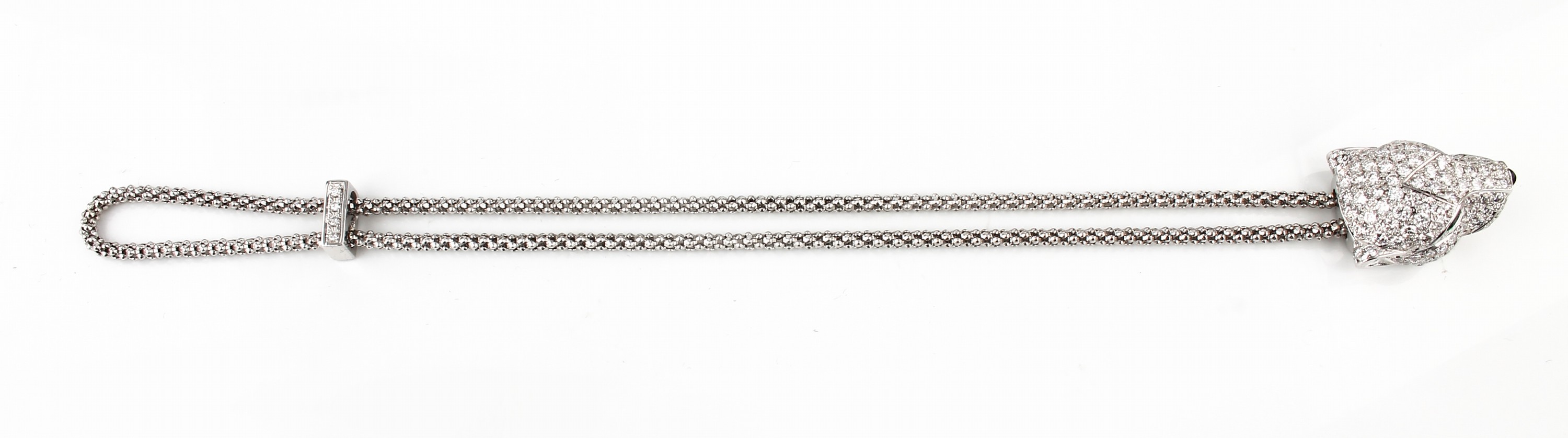 Detail a: 18 kt Gold PANTHERE DE CARTIER Brillant- Smaragd-Armband, WG 750/000, plastischer Pantherkopf, Brillanten zus. ca. 2.40 ct feines Weiß-Weiß/vs, ...