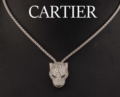 Image 26761152 - 18 kt gold CARTIER PANTHER brilliant-emerald- necklace