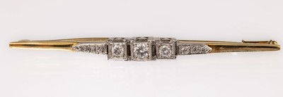 Image 26761258 - 14 kt Gold Diamant-Brosche, 1930/40er Jahre