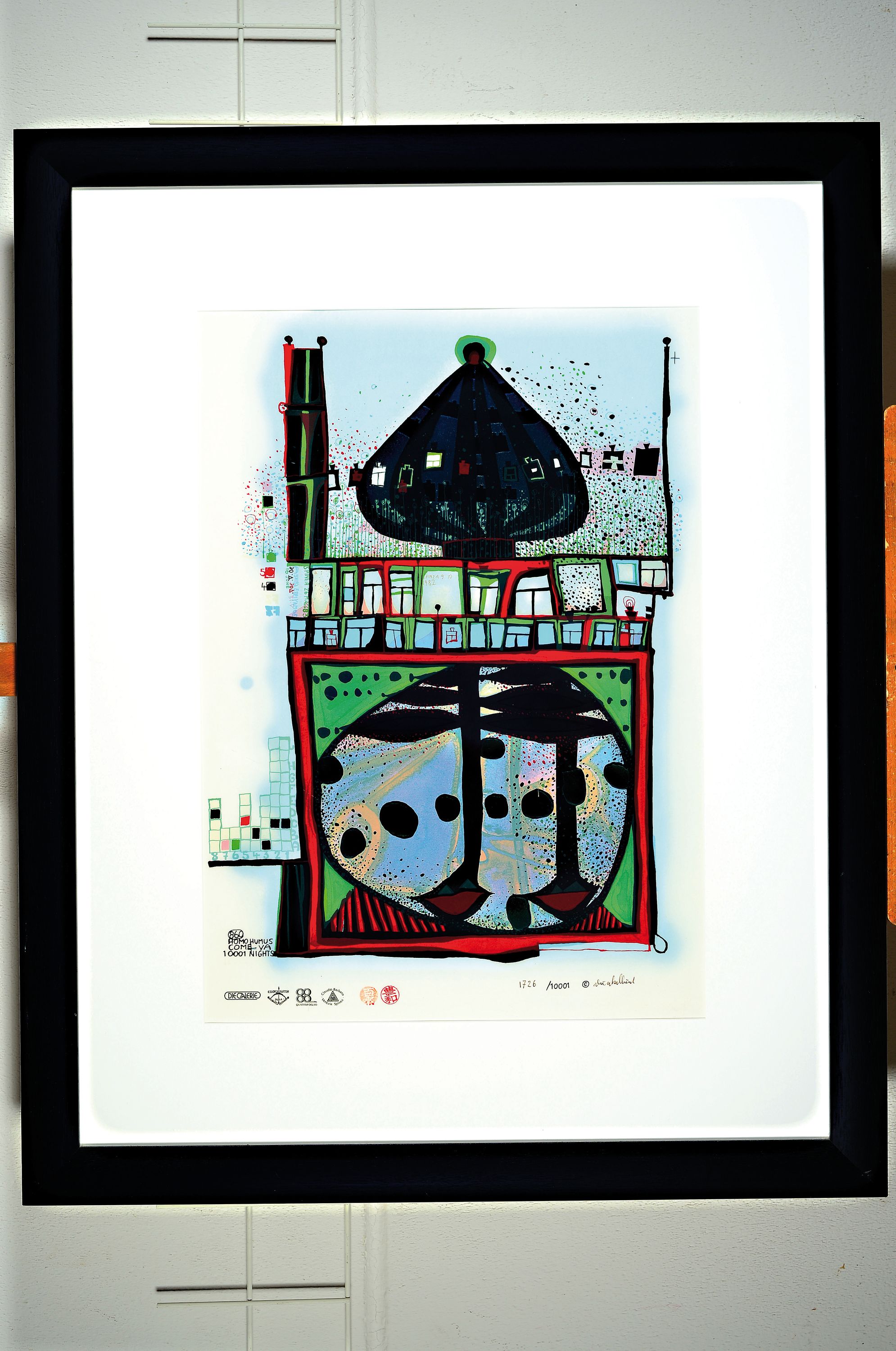 Detail k: Friedensreich Hundertwasser, 1928-2000, Homo Humus Come Va, num. 1726/10001, PP, u.Gl., R. ca. 102x82cm