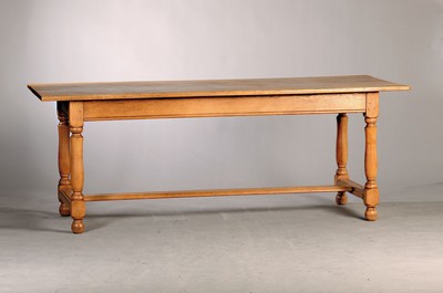 Image 26761323 - Refectory table, 19th century, solid oak base made of strong turned legs with central strut,approx. 76 x 200 x 77 cm, condition 2