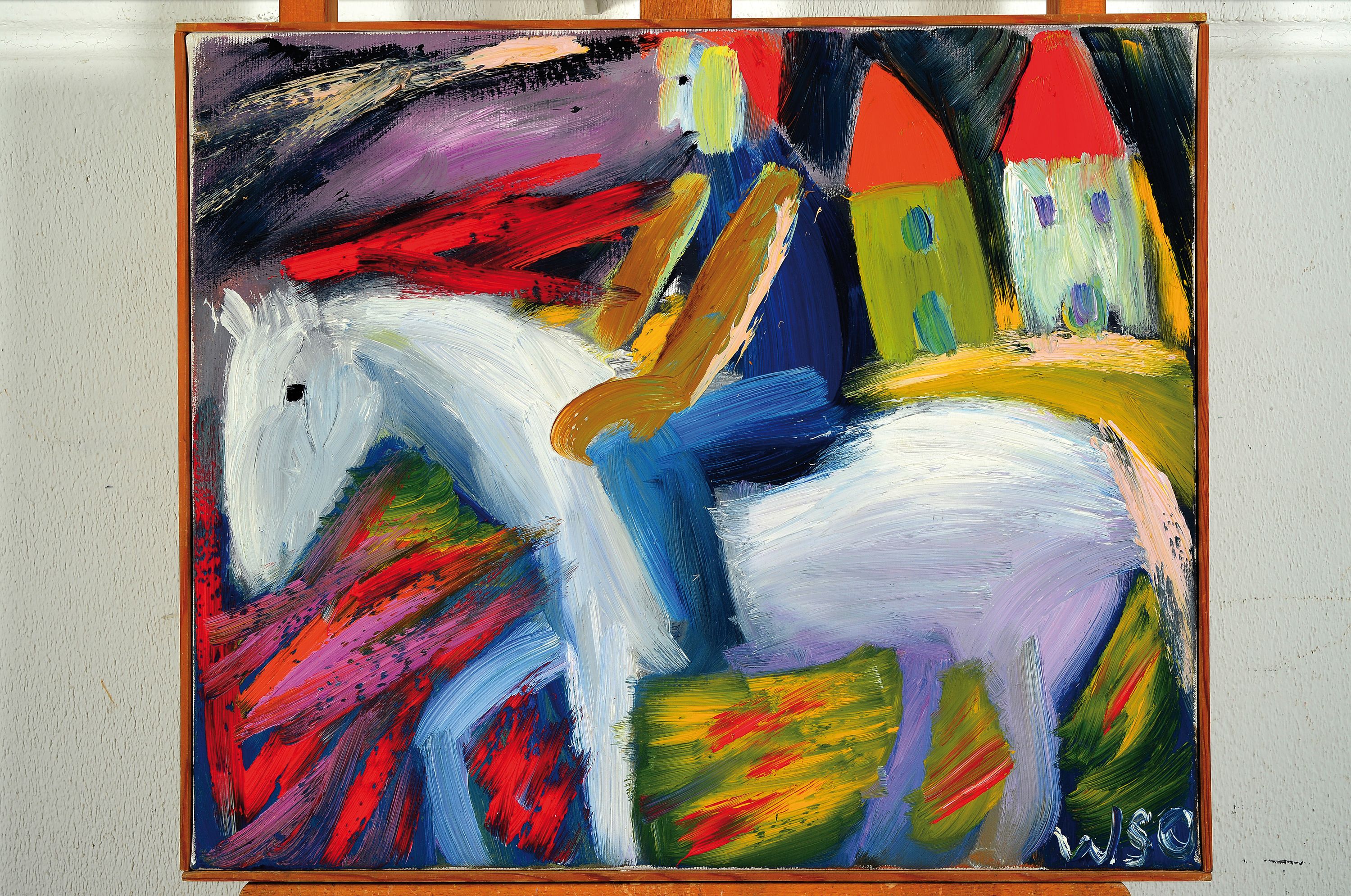 Detail k: William Skotte Olsen, 1945-2005, Pferd und Reiter, Öl/Lwd, re. u. monogr. WSO, ca. 46x55cm