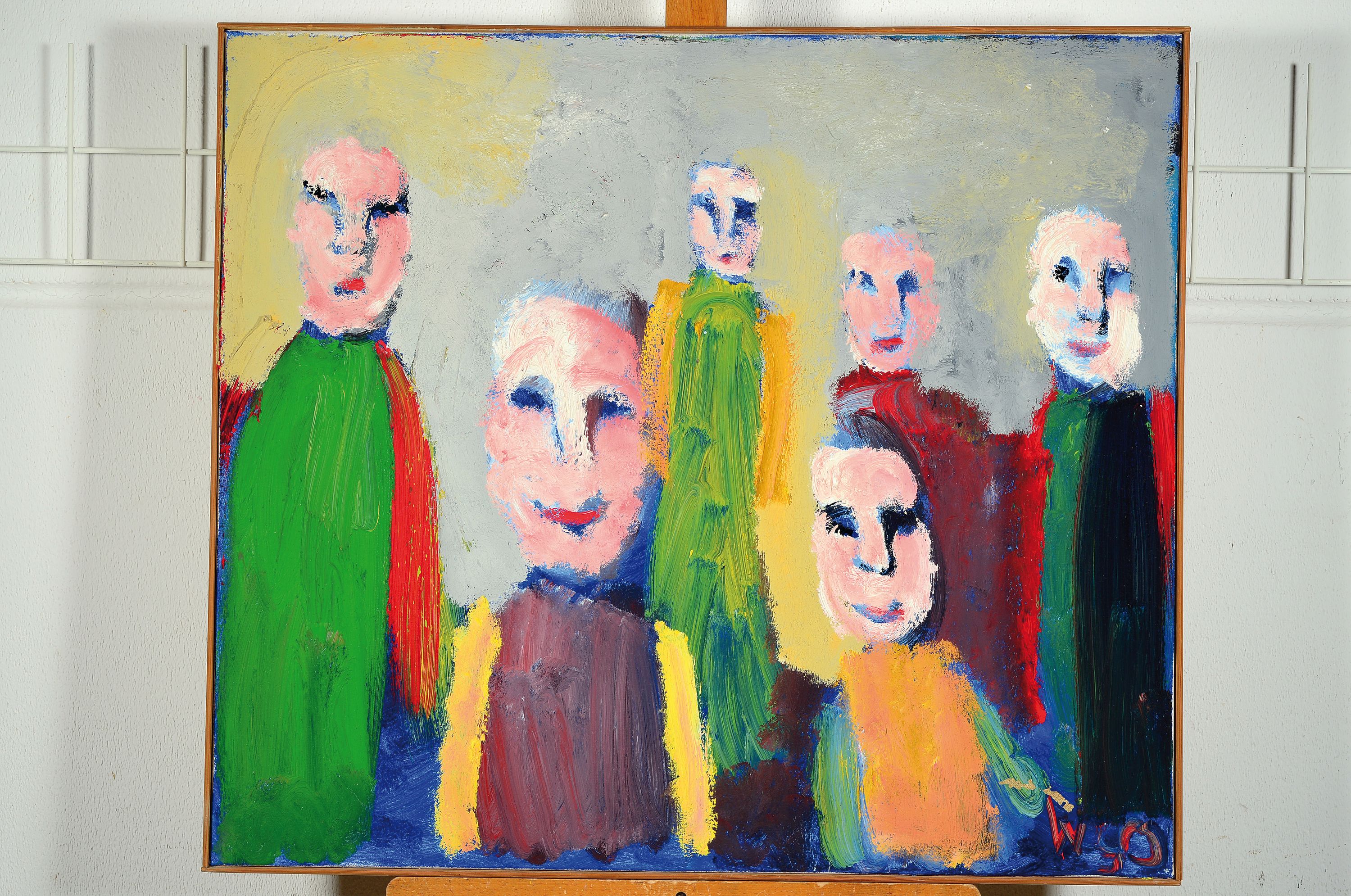 Detail k: William Skotte Olsen, 1945-2005, 6 Menschen, Öl/Lwd, re. u. monogr. WSO, ca. 70x80cm