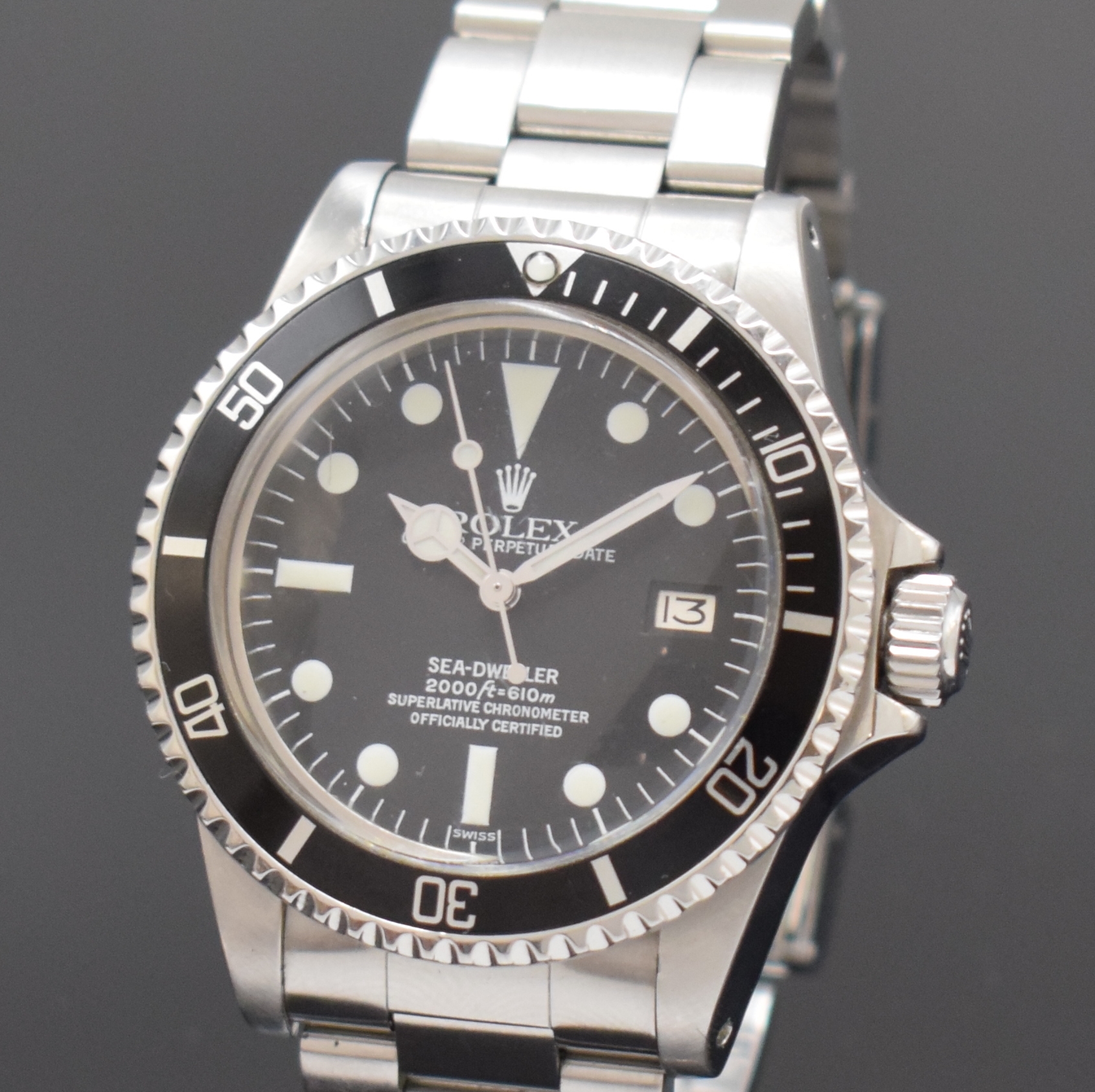 Detail a: ROLEX Herrenarmbanduhr Oyster Perpetual Date Sea-Dweller Referenz 1665, Schweiz um 1978, Automatik, Chronometer der Superlative in Edelstahl inkl. ...