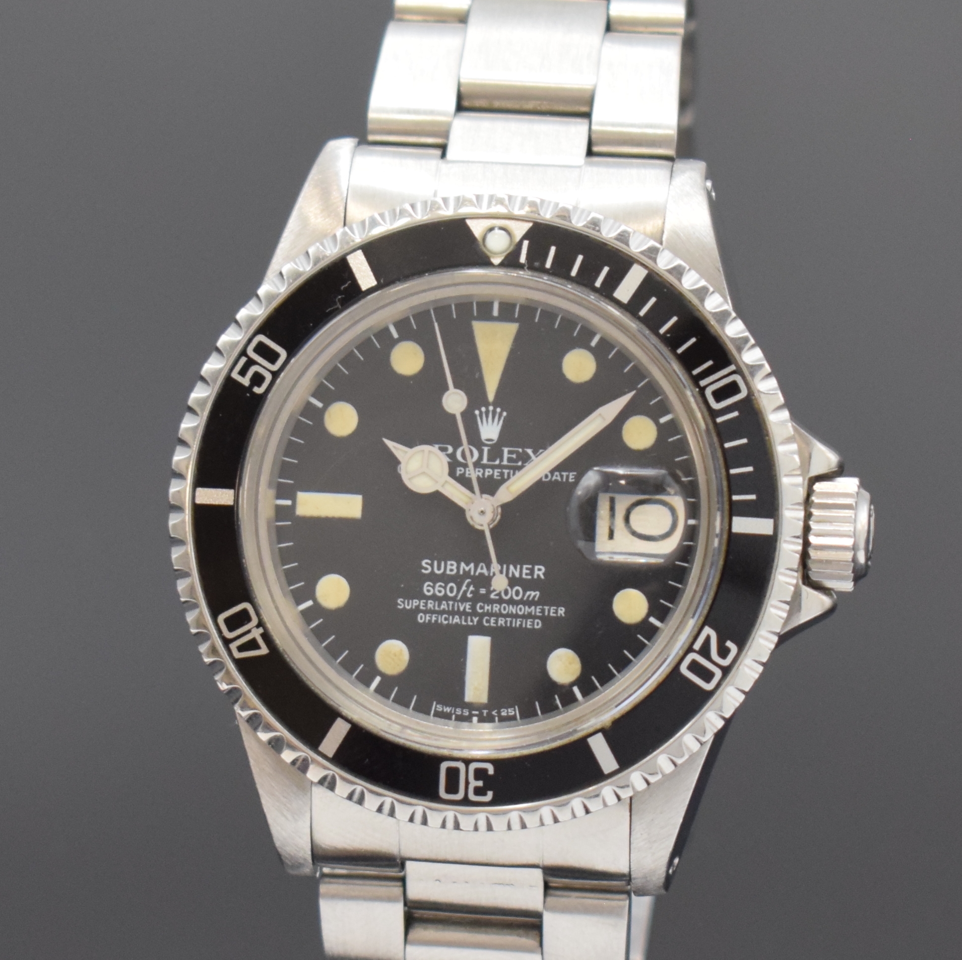 Detail a: ROLEX vintage Herrenarmbanduhr Oyster Perpetual Date Submariner Referenz 1680, Automatik, Schweiz um 1978, Chronometer der Superlative in Edelstahl ...