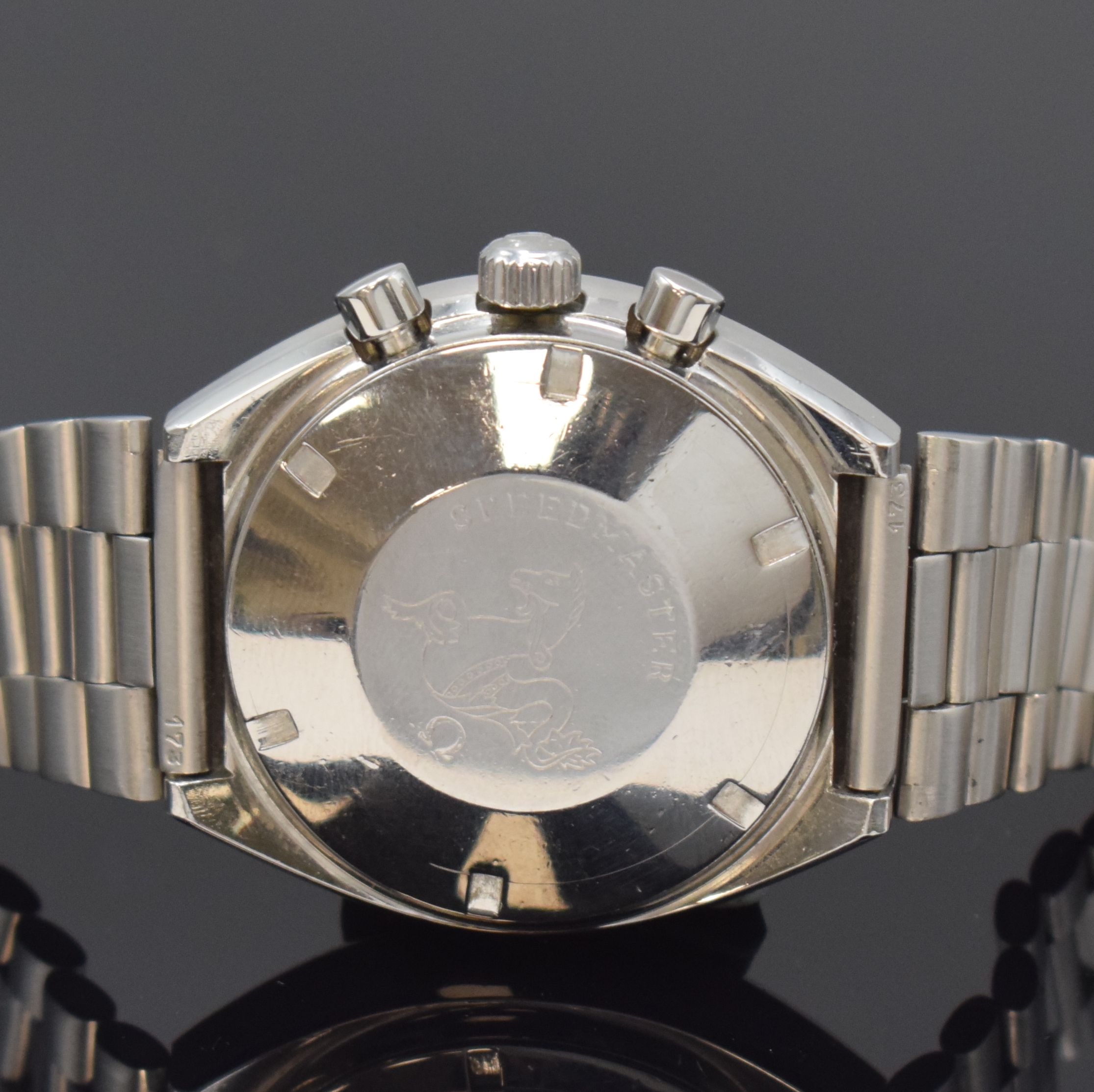 Detail d: OMEGA Herrenarmbanduhr Speedmaster Professional Mark II Referenz 145.014, Schweiz um 1970, Handaufzug, Edelstahlgeh. inkl. orig. Gliederband m. ...