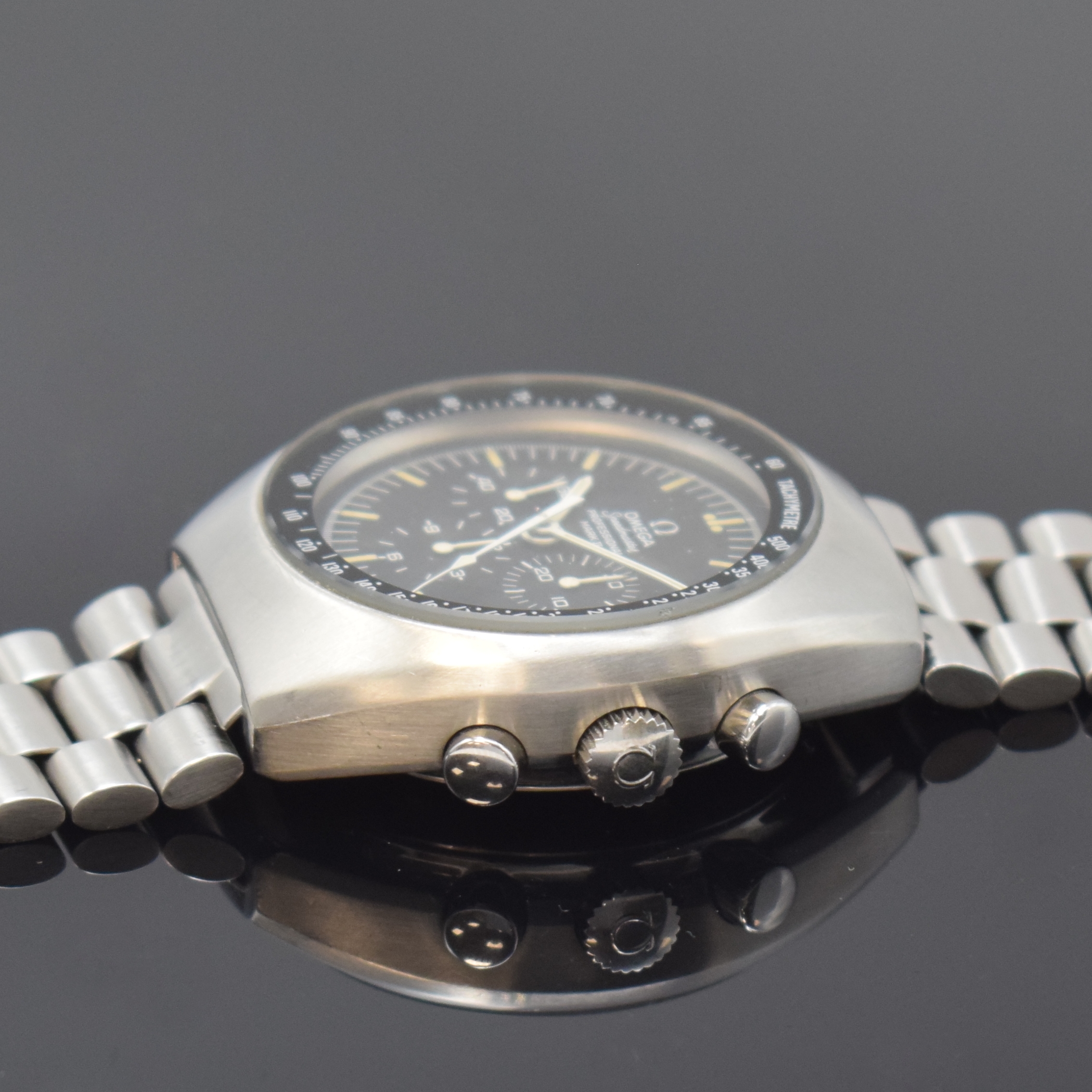 Detail c: OMEGA Speedmaster Mark II Armbandchronograph Referenz 145.014, Handaufzug, Schweiz um 1970, verschr. Edelstahlgeh. inkl. orig. Gliederband m. ...