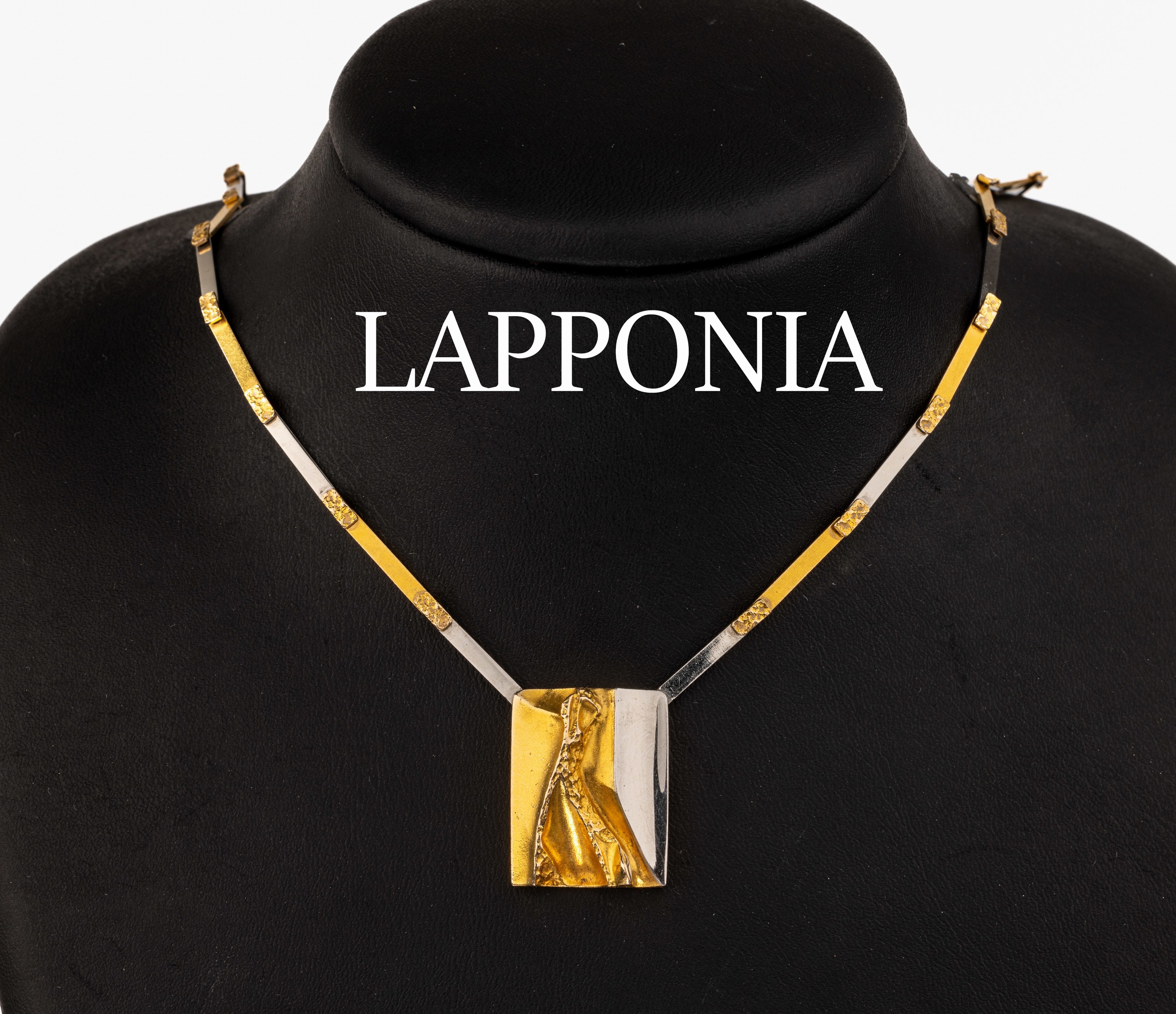 14 kt Gold LAPPONIA Collier, GG/WG 585/000,Finnland 1985, ca. 25.0 g, typ. Design, L. ca.41 cm, Kastenschloss mit Sicherheitsacht