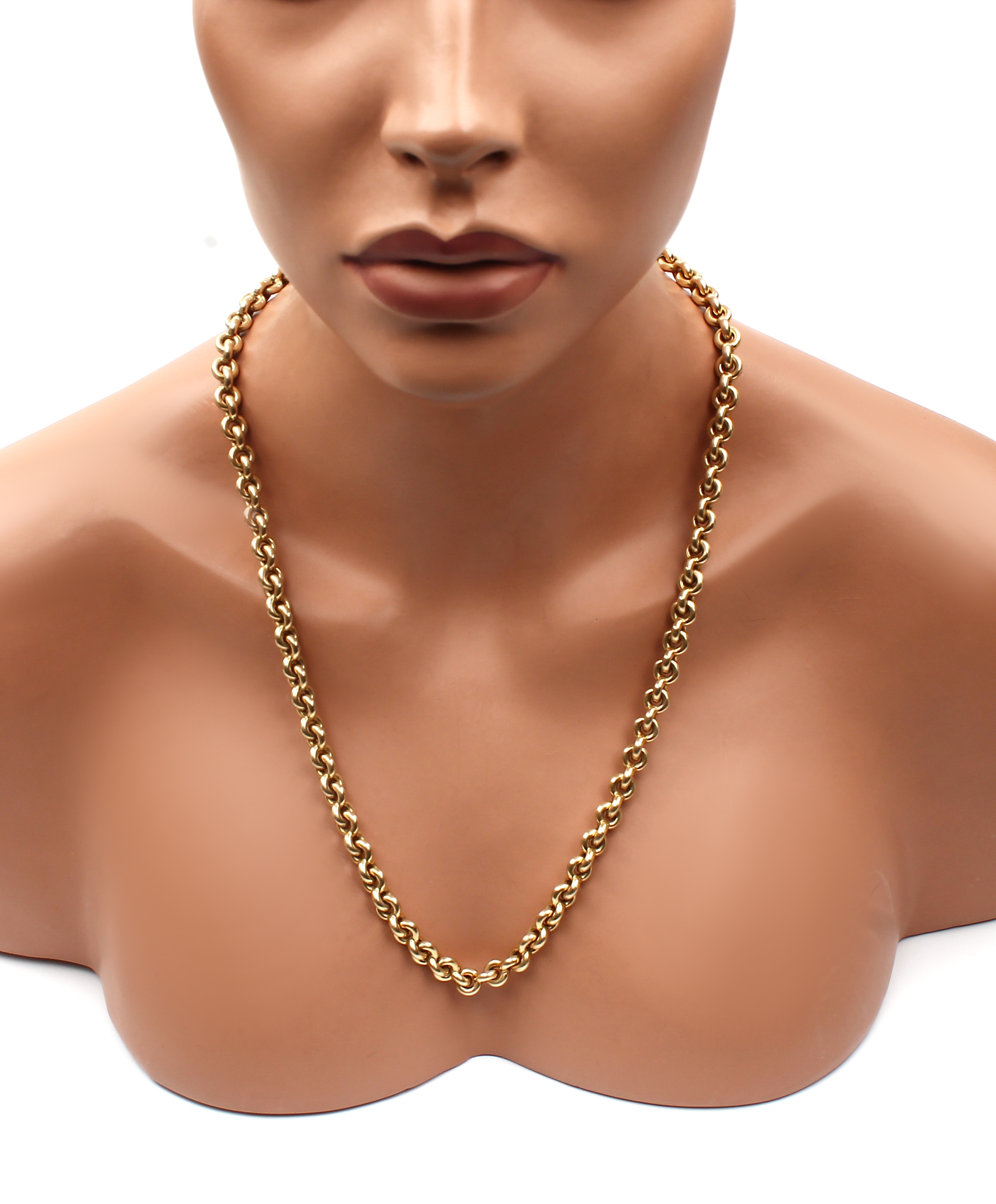 Detail b: 14 kt Gold Collier, GG 585/000, ca. 63.6 g,L. ca. 65 cm, Karabinerschließe