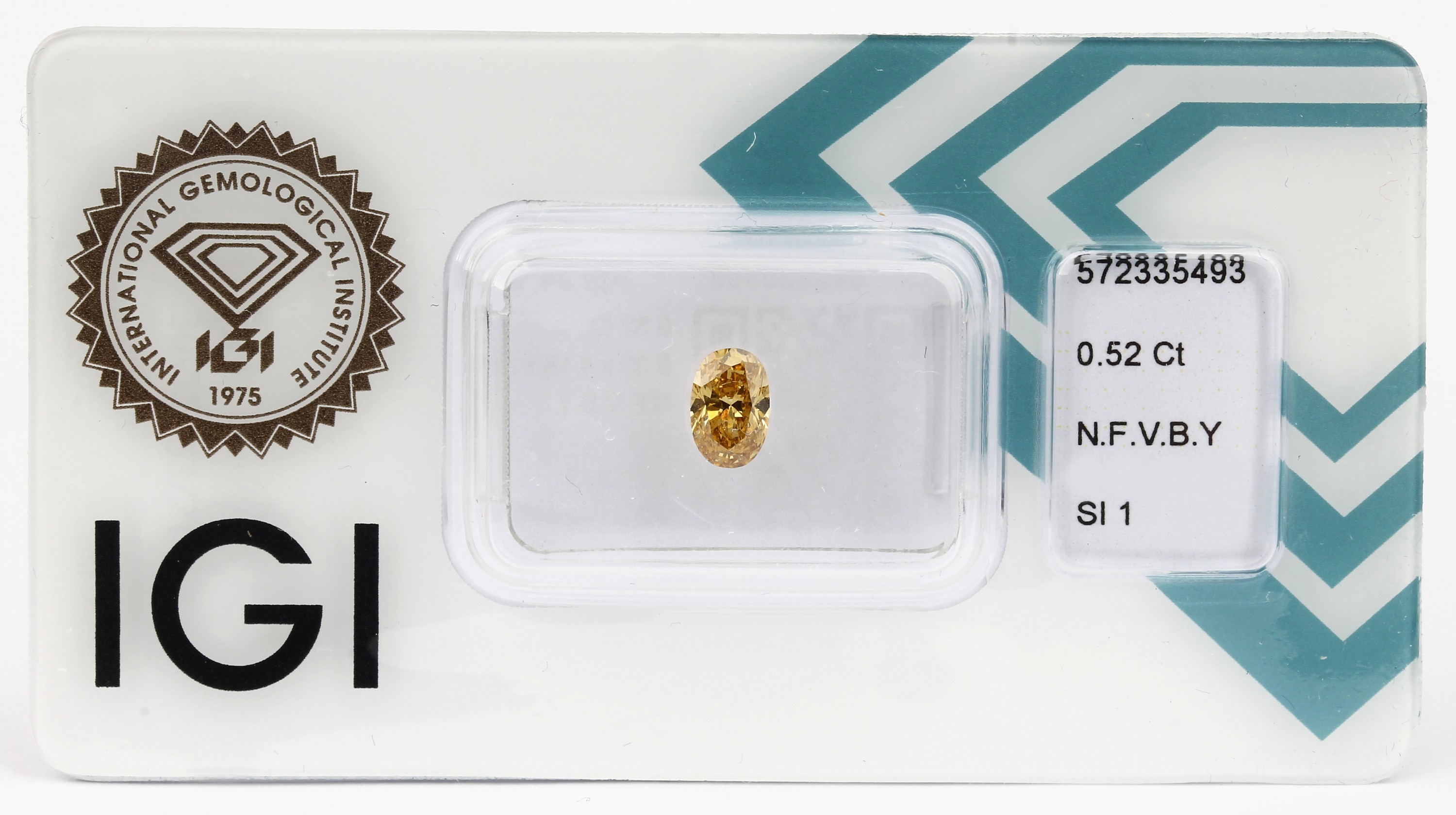 Loser Diamant, 0.52 ct natural fancy vivid brown yellow/si1, eingeschweißt, mit IGI -Expertise