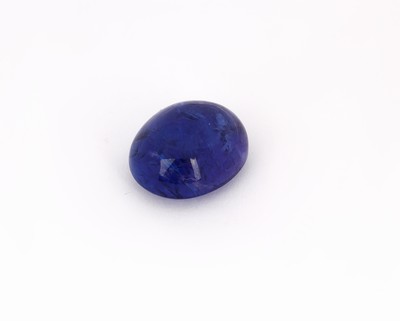 Image 26762614 - Loose tanzanite, 21.88 ct, oval cabochon, bluish violet, approx. 17.83 x 14.74 x 9.52 mm with IGI-expertise Valuation Price: 2100, - EUR