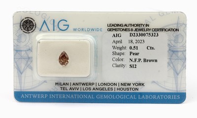 Image 26762636 - Loose diamond, 0.51 ct natural fancy pinkish Brown/si2, sealed, with AIG -expertise Valuation Price: 980, - EUR