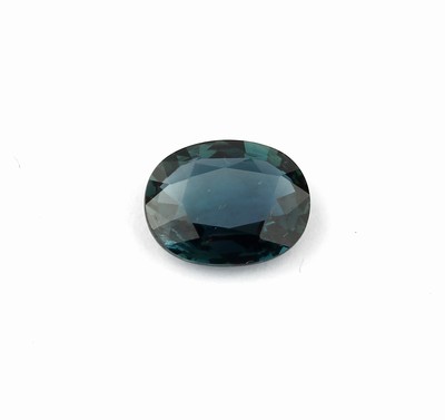 Image 26762643 - Loose sapphire, 2.24 ct, oval bevelled, Deep Blue (Greenish), with ALGT-expertise Valuation Price: 600, - EUR