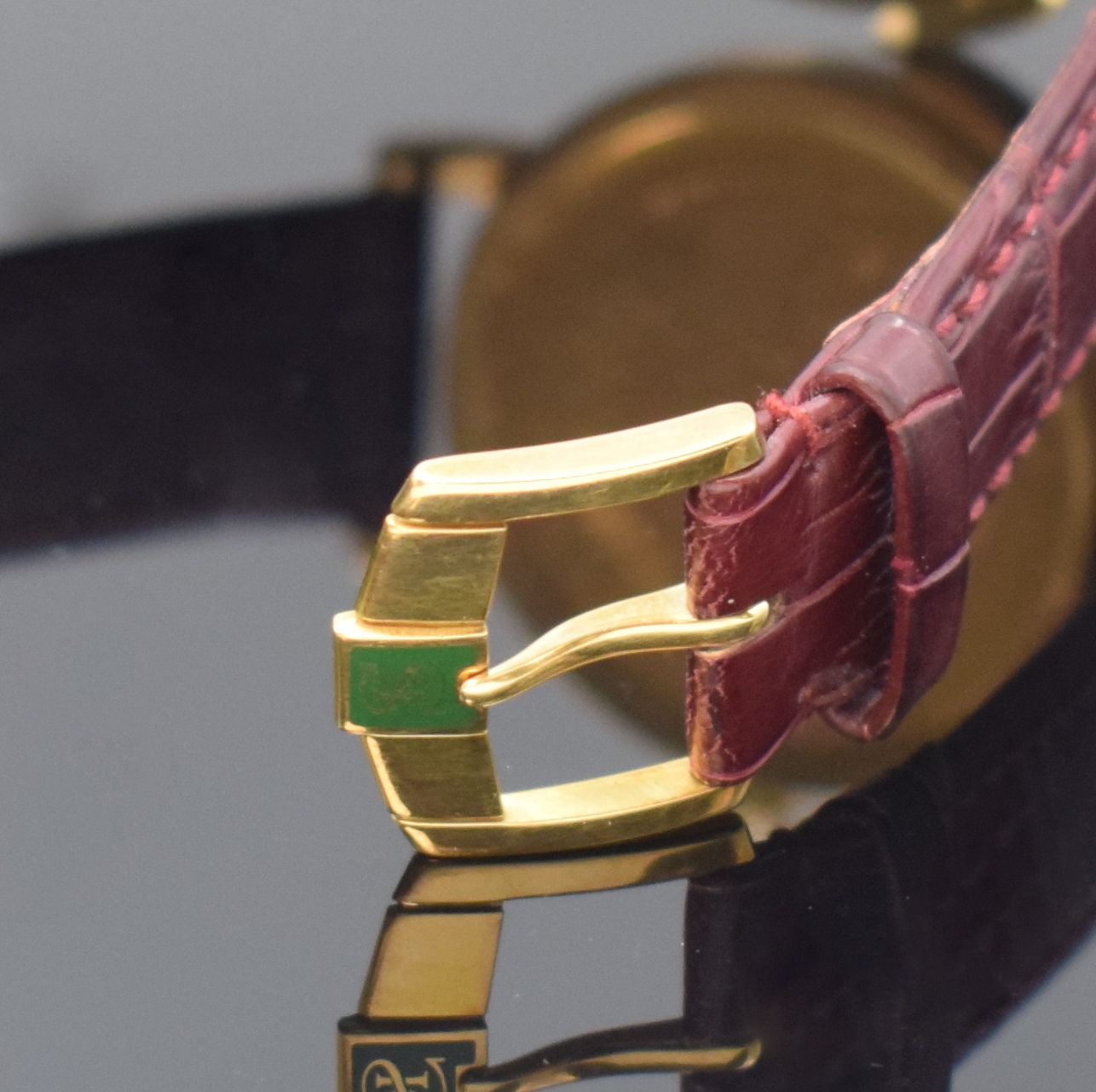 Detail c: KURT SCHAFFO seltene Twenty Dollars Münzarmband-/Taschenuhr mit skelettiertem Werk, Schweiz um 1995, Handaufzug, Geh. in GG 750/000, Lederband m. ...