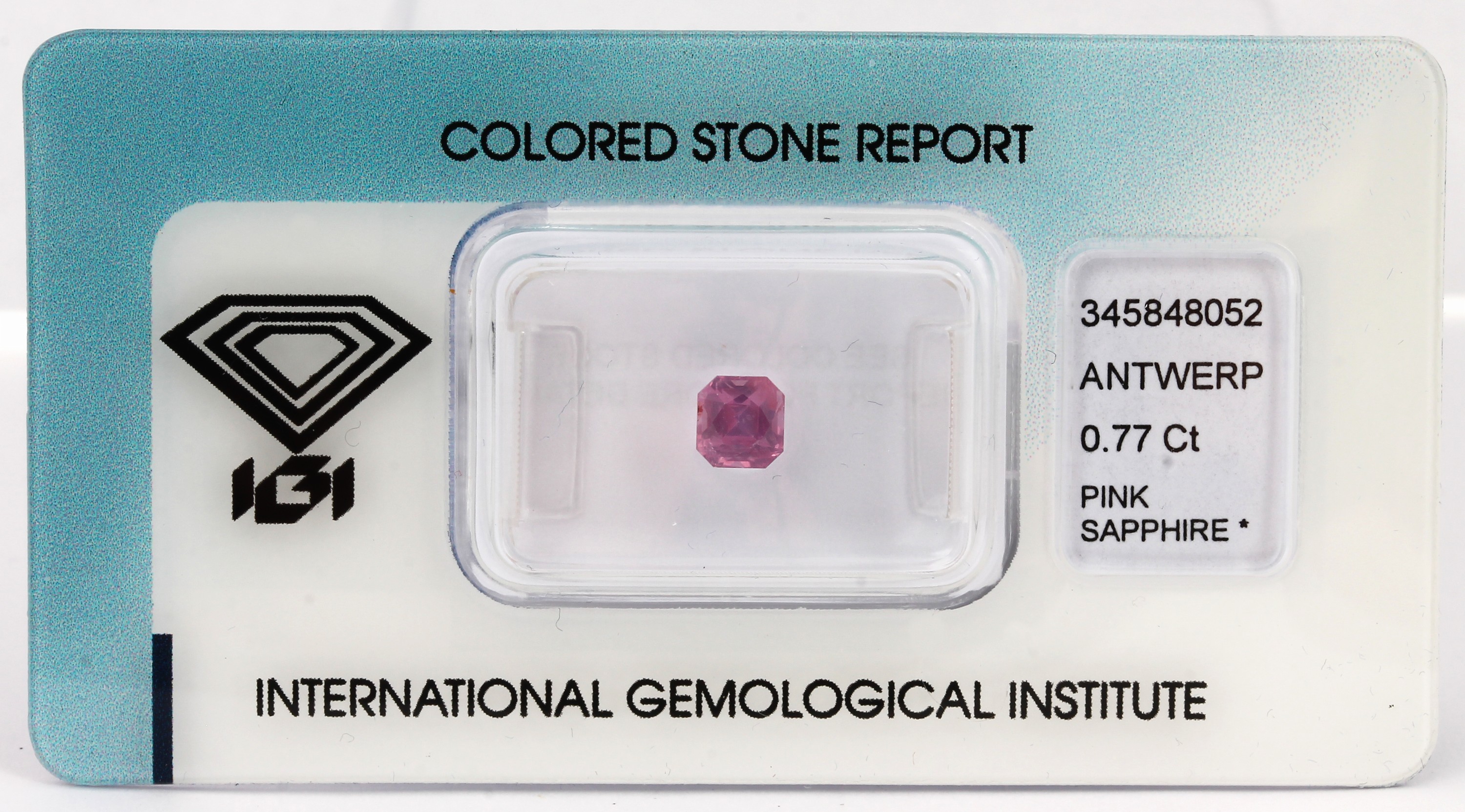 Loser Saphir, 0.77 ct, cut cornered mixed cut, purplish pink, eingeschweißt, mit IGI- Expertise