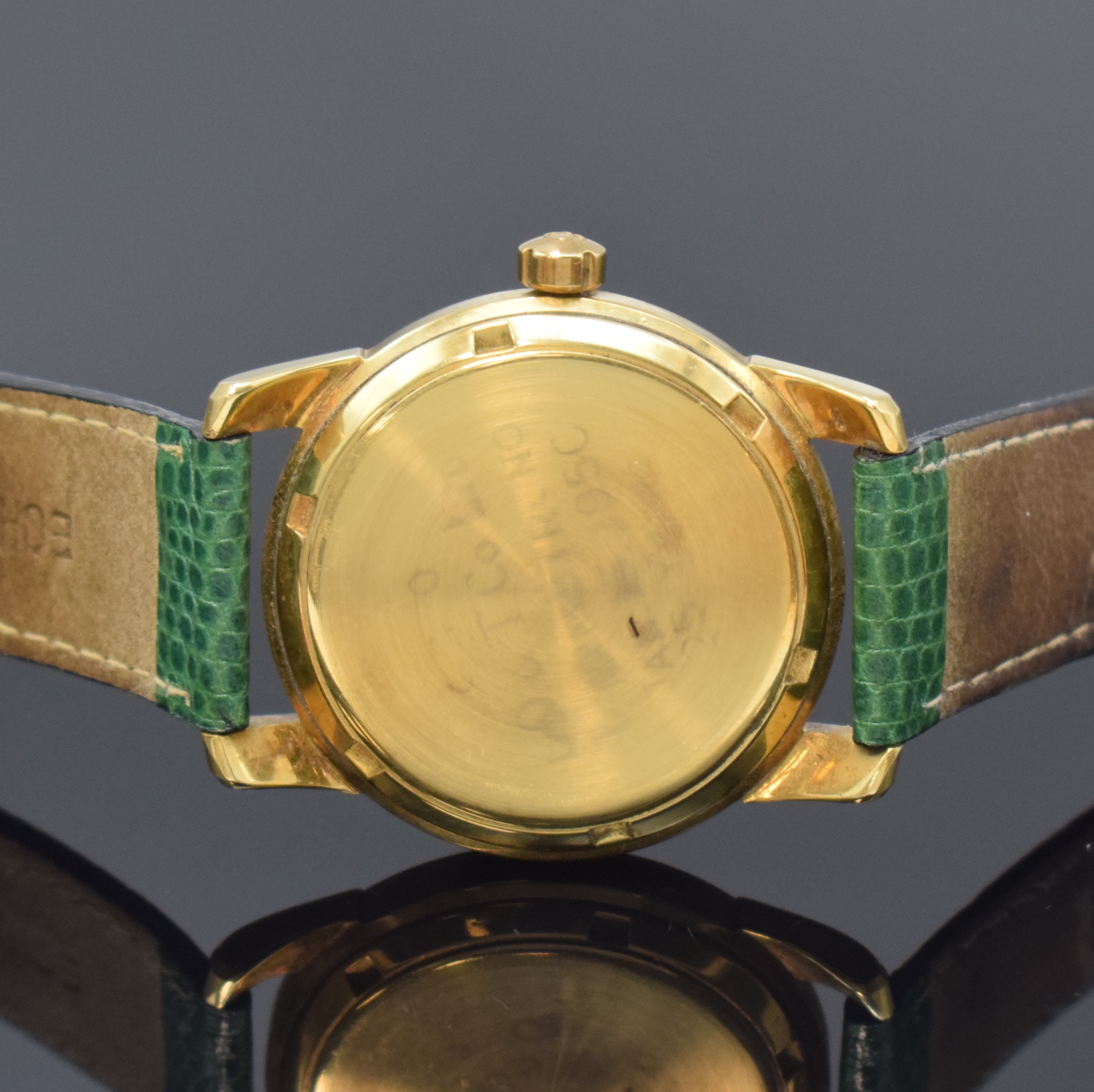 Detail c: OMEGA Seamaster Armbanduhr Referenz 2577SC in GG 750/000, Schweiz um 1953, Hammerautomatik, verschr. Geh., verg. Lünette später, silb. Zifferbl. ...