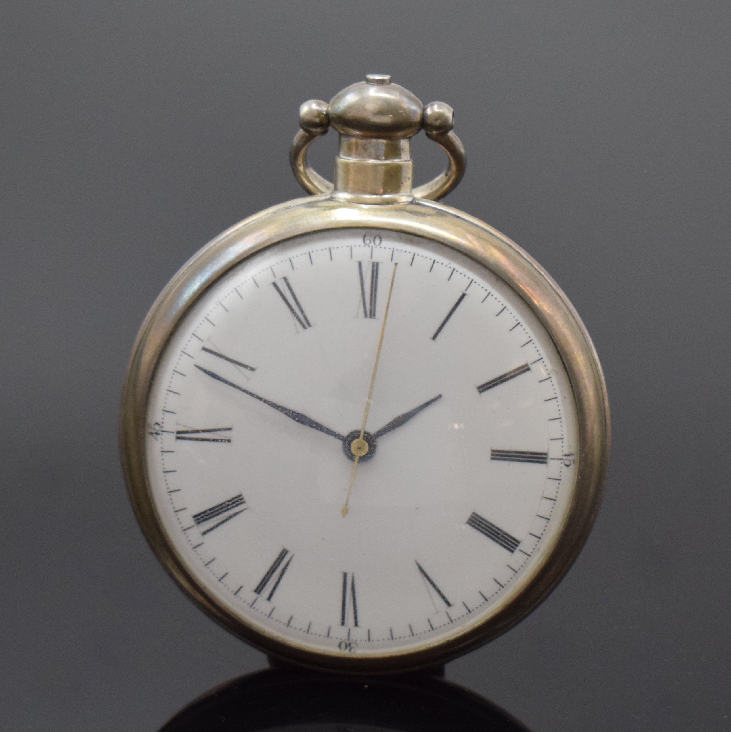 BOVET, FLEURIER offene Taschenuhr mit Duplexhemmung, Schweiz um 1850, Schlüssel- aufzug, glattes offenes Geh. dell., Rückdeckel zu öffnen über ...